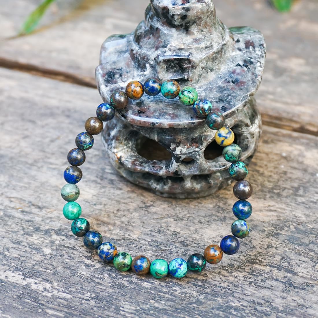 Genuine 6mm Azurite Bracelet - Handmade Natural Blue Crystal Beads Jewelry with Soothing Energy for Women & Men
