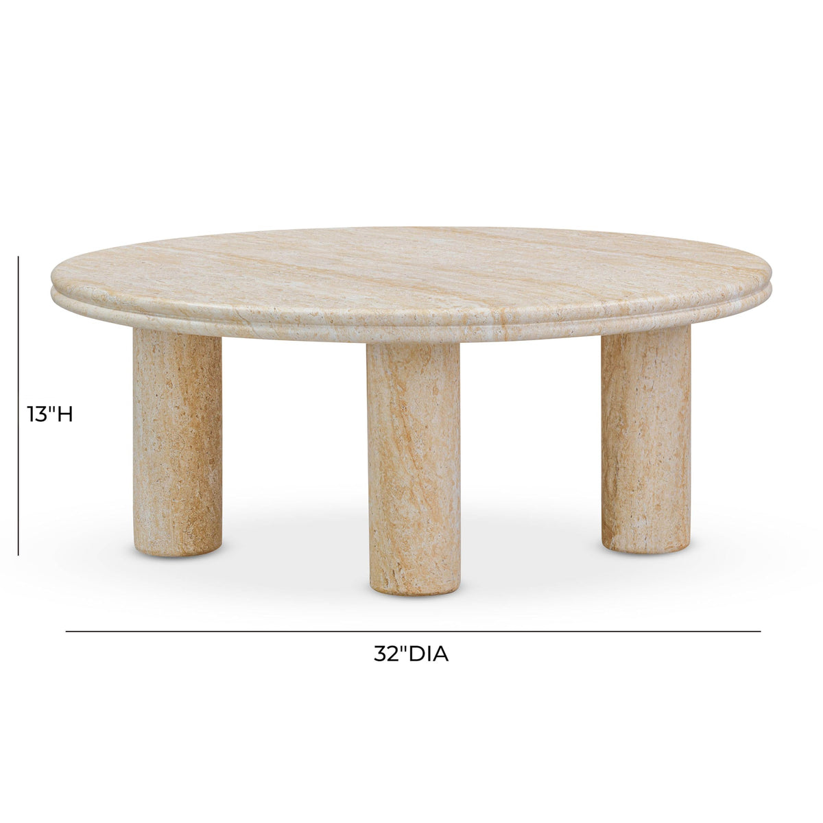 Tov Furniture Amora Faux Travertine 32" Round Accent Table