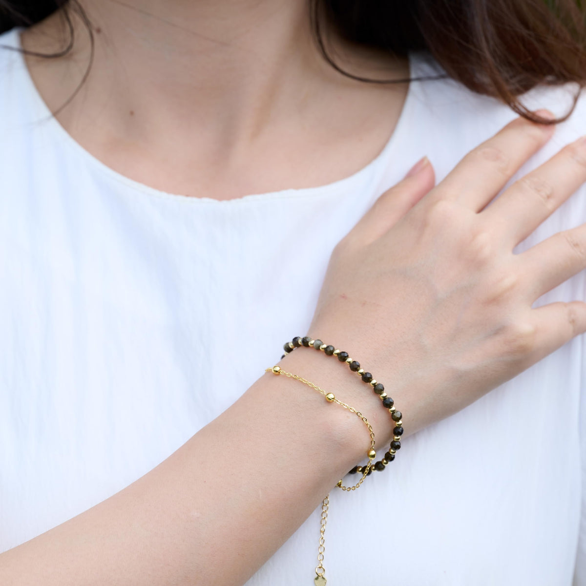 Farfume Golden Obsidian Crystal Bracelet Beaded Bracelets for Women 4mm Natural Stone Beads Gemstone Handmade Jewelry Valentine's Day Gifts