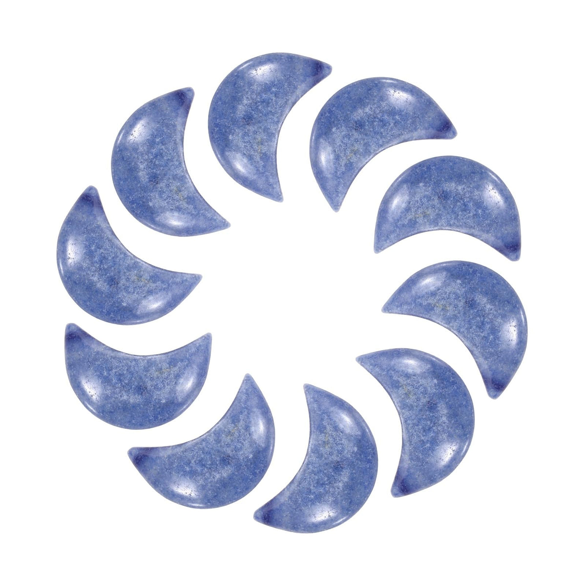 MECCANIXITY 10 Pcs Moon Crystal Worry Stone, 0.5 Inch Length Natural Emerald Blue Moon Gemstone Bulk, Carved Pocket Stones for Meditation Balancing Pendant Decor