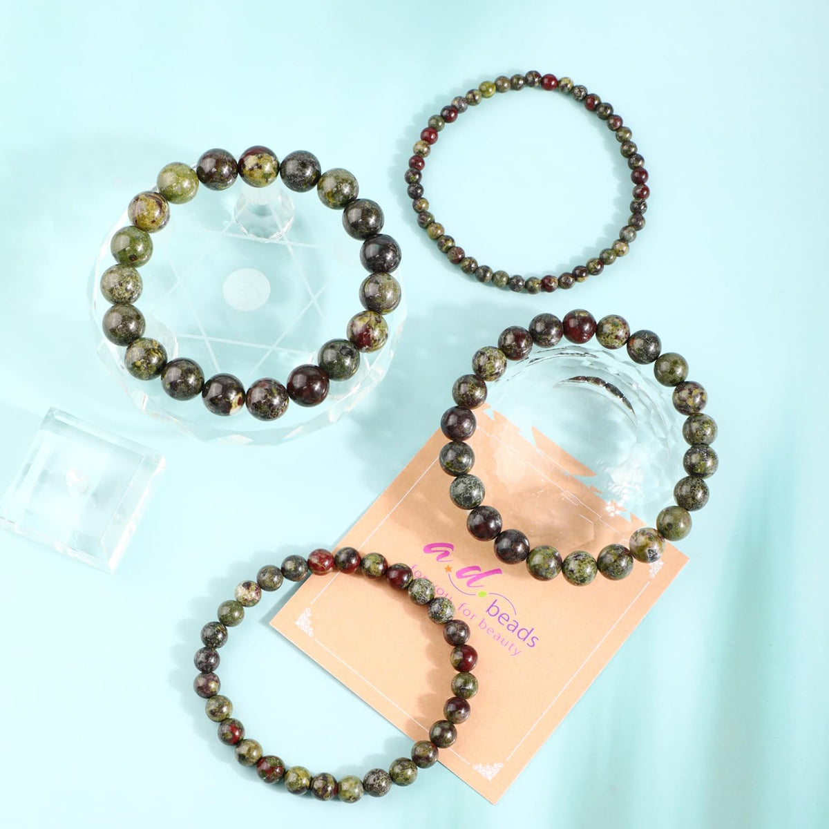 AD Beads 10mm Handmade Dragon Blood Jasper Elastic Bracelet – Natural Gemstone for Strength and Vitality – Meditation, Yoga, Healing and Energy Gift for Men Women