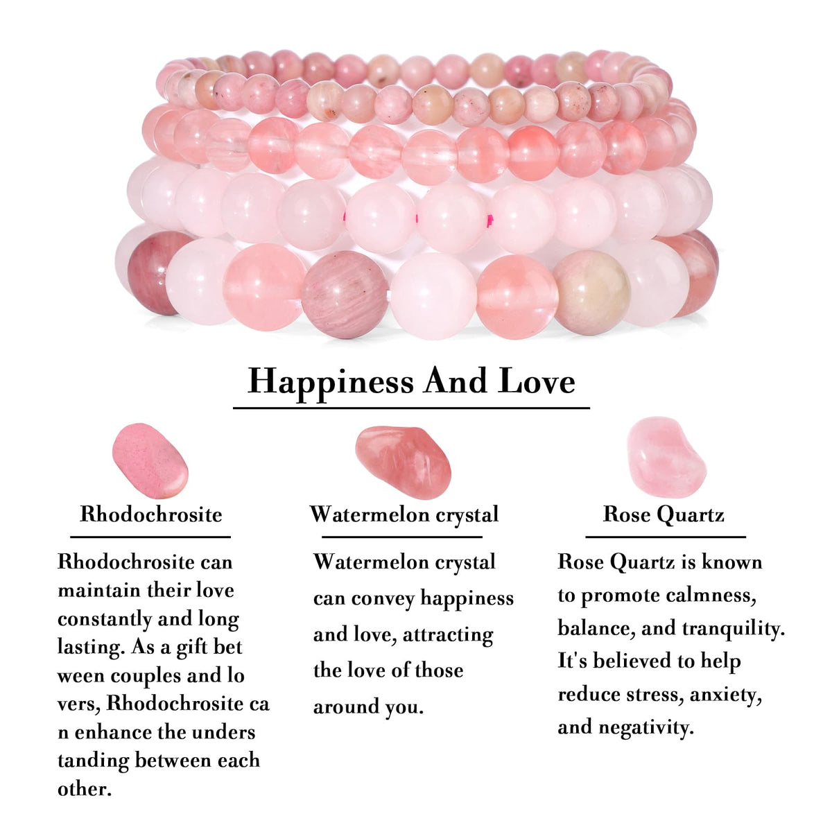 Vinswet 4pcs Beaded Bracelets for Women,Natural Healing Crystal Gemstones Bracelet,Anxiety Stress Relief Bracelet Handmade purple Jewelry Gifts for Women, 7.48in, Stone, Amethyst