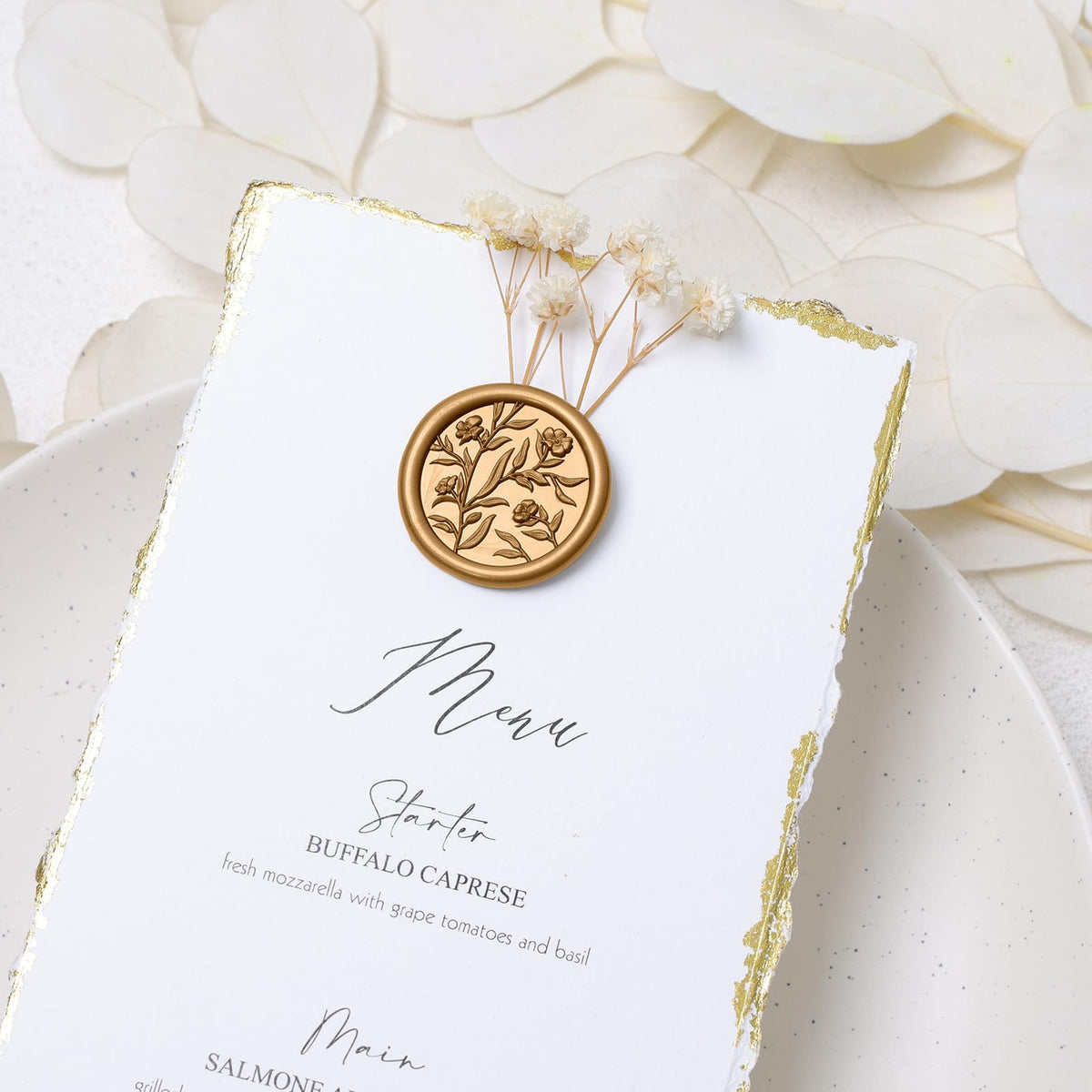 UNIQOOO Wax Seal Stickers - 3D Floral Wedding Invitation Envelope Seal Sticker, 50 Pcs Self- Adhesive Flower Antique Gold Stickers, Perfect for Invitation, Christmas, Gift Wrapping