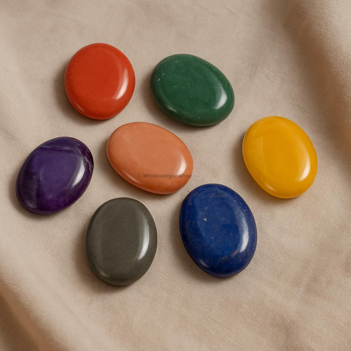 GEMSCITE Seven Chakra Set Thumb Worry Stones Metaphysical Gemstone Crystal Healing Reiki Men Women Gift FENG Shui Positive Energy Love Wellness Palm Stones Wicca Powerful