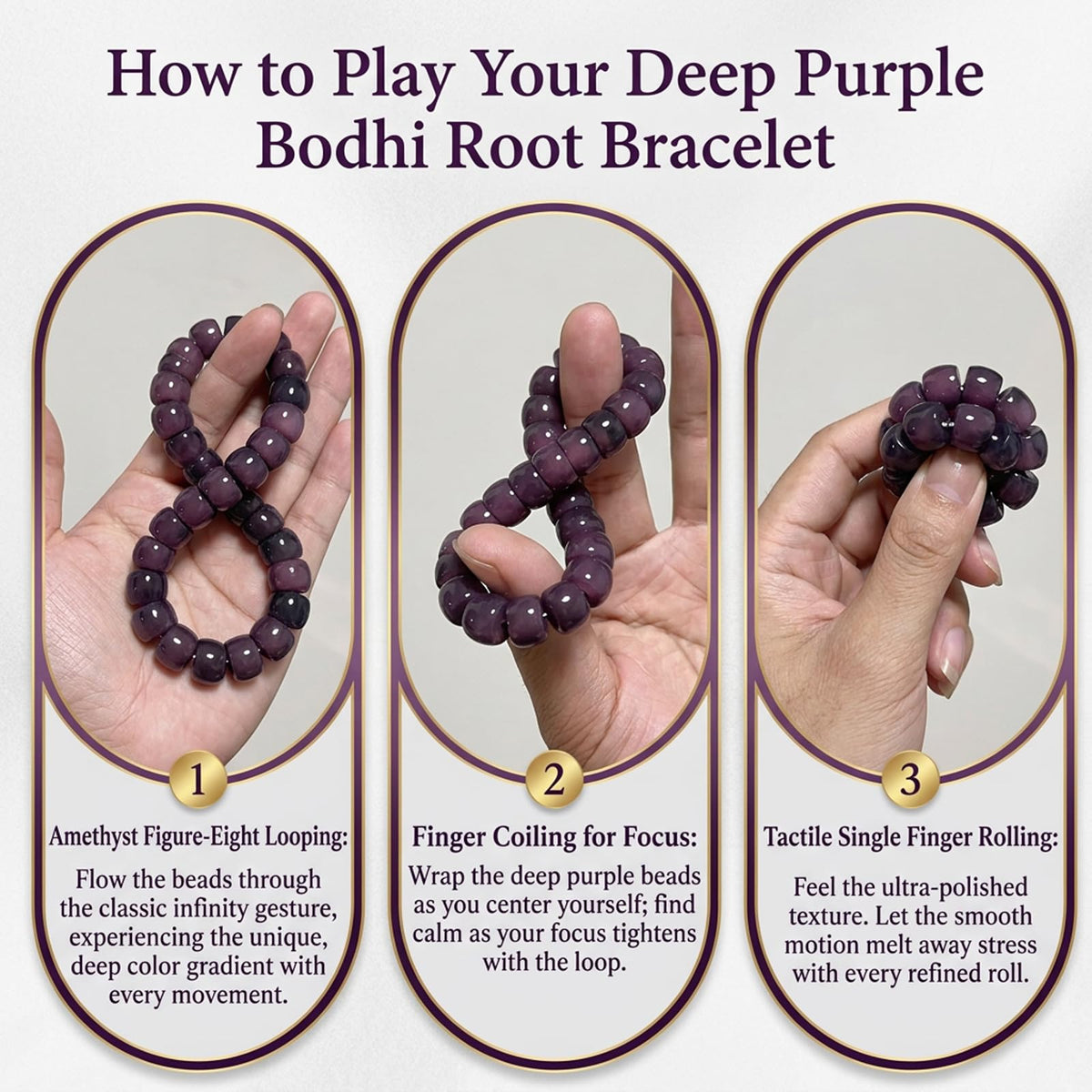 Zaquki Fidget Bracelet Natural Bodhi Beaded Bracelets Anxiety Relief Items Healing Energy Protection Stretch Bracelet Spiritual Jewelry Gift for Women Men