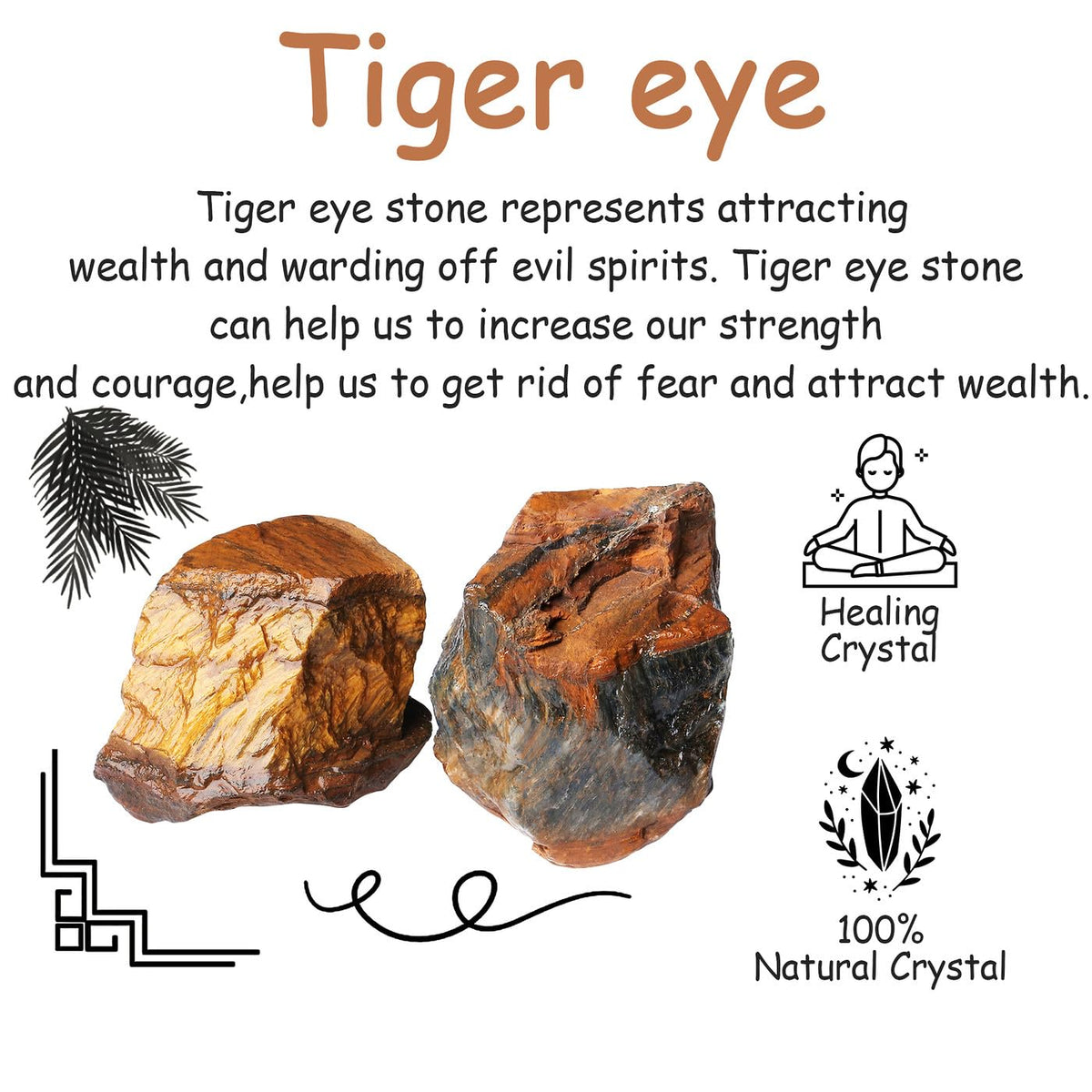NUKAYAI 2Pcs Tiger Eye 1.8-2.2" Large Raw Crystals Stones Rough Rocks Tiger Eye Stone Healing Crystal for Wicca Reiki Wrapping DIY Cabbing Wire Decoration Polishing Natural Rock Gifts