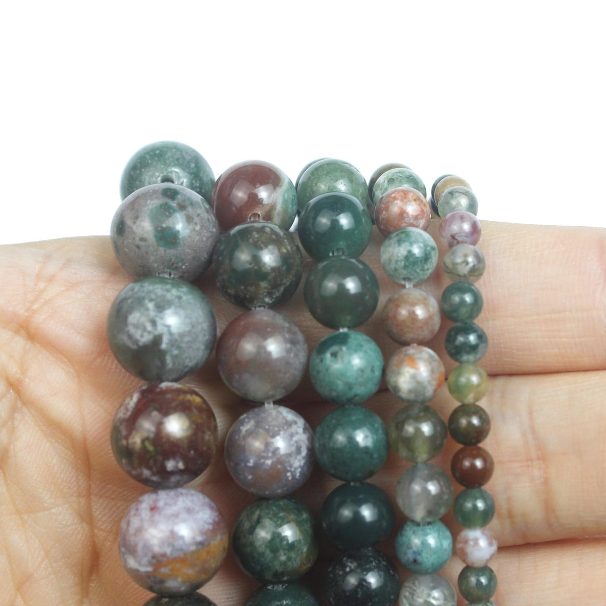 Cynbpm Gemstone Indian Agate Stone Round Loose Charms Kits for Jewelry Making Supplies Adults Women Bracelets Beads 15" 1 Strand 6mm