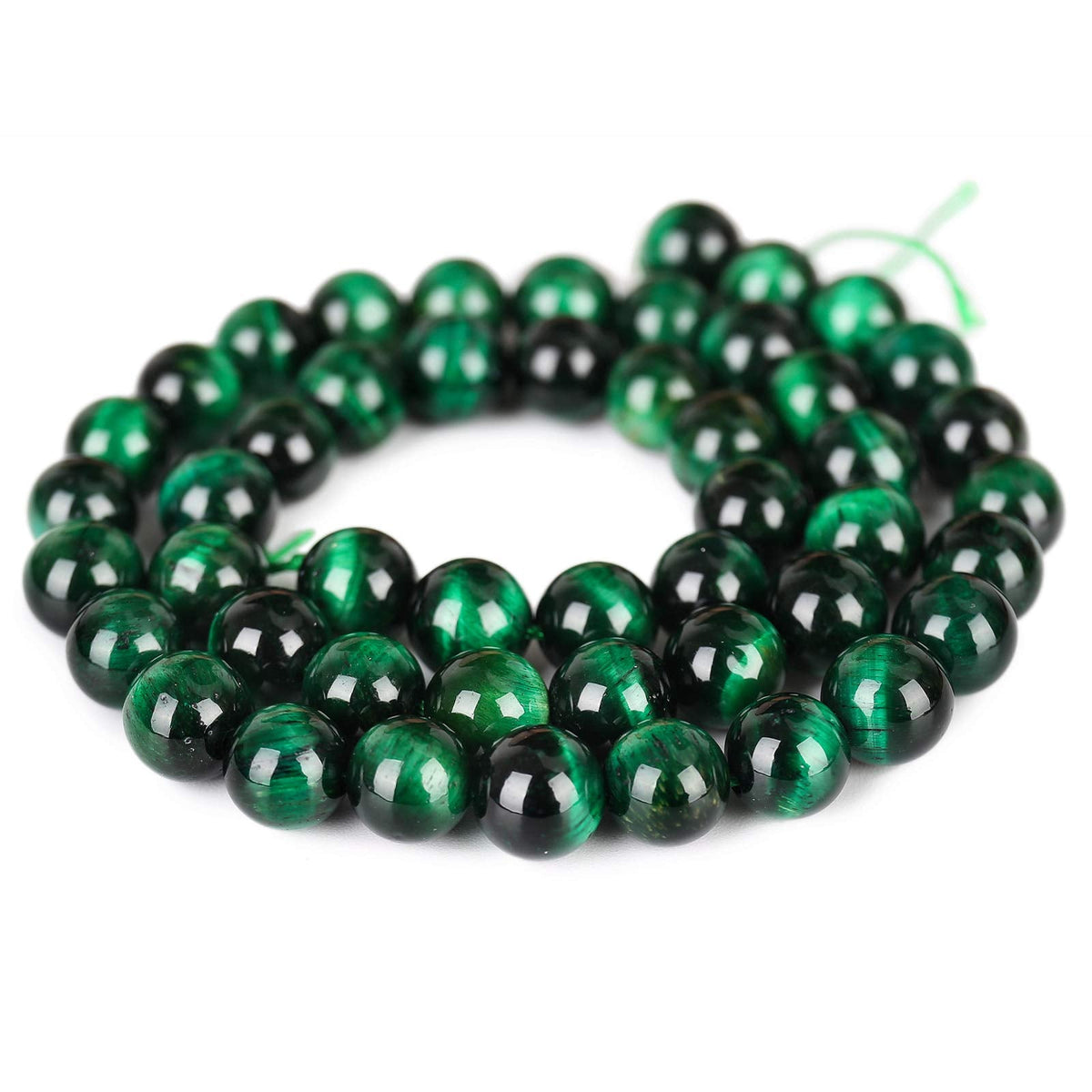 Natural Green Tiger Eye Beads, Grade AAA Gemstone Round Loose Beads 10MM 40PCs Bulk Lot Options, Semi Precious Stone Beads for Jewelry Making