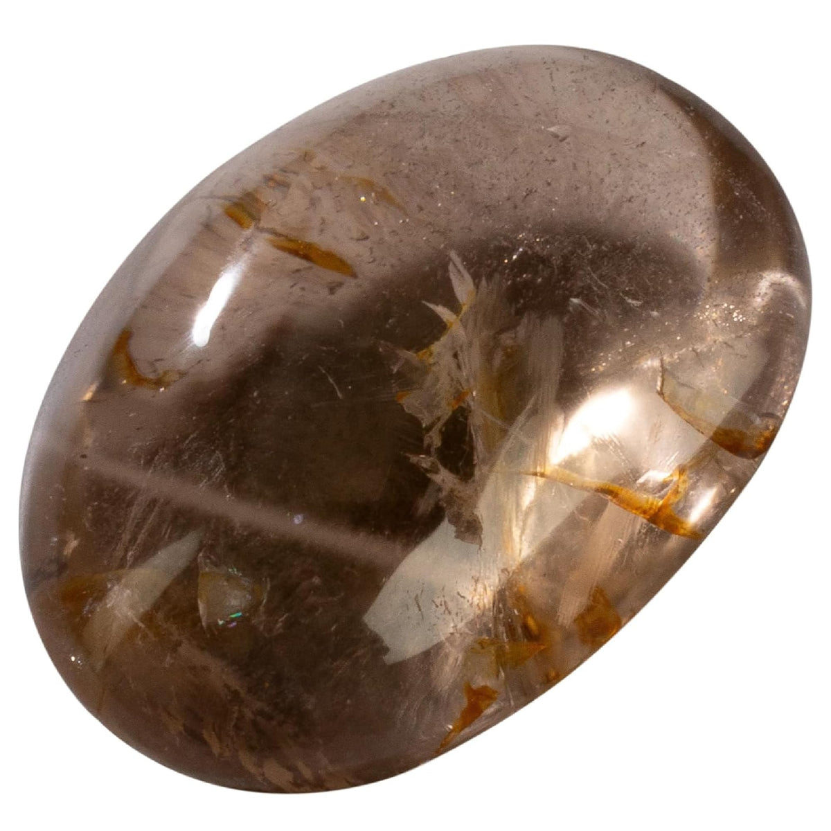 KALIFANO Palm Stone with Healing & Calming Effects - AAA+ Grade High Energy Worry Stone with Information Card - Reiki Crystal Used for Intuition (Family Owned and Operated) (Smoky Quartz)