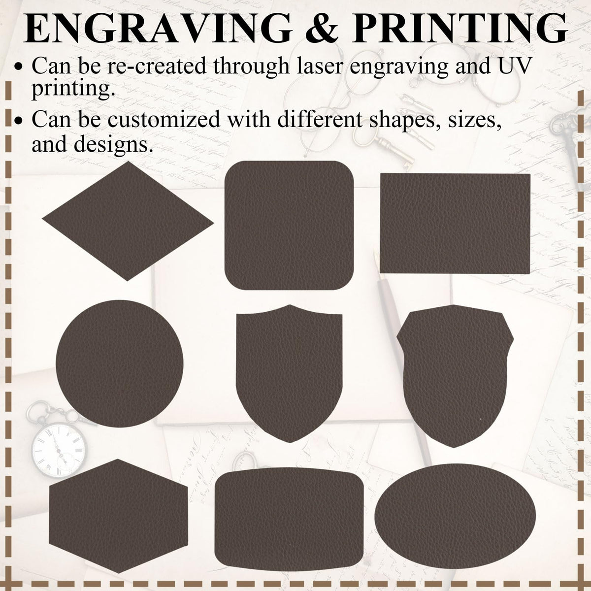 5 Pack Laserable Leatherette Sheet Faux Leather Laser Engraving Leather Blank Hat Patches with Heat Press Adhesive for Laser Engraving DIY Hat Cap Beanie UV Printing Craft Supplies (Taupe)