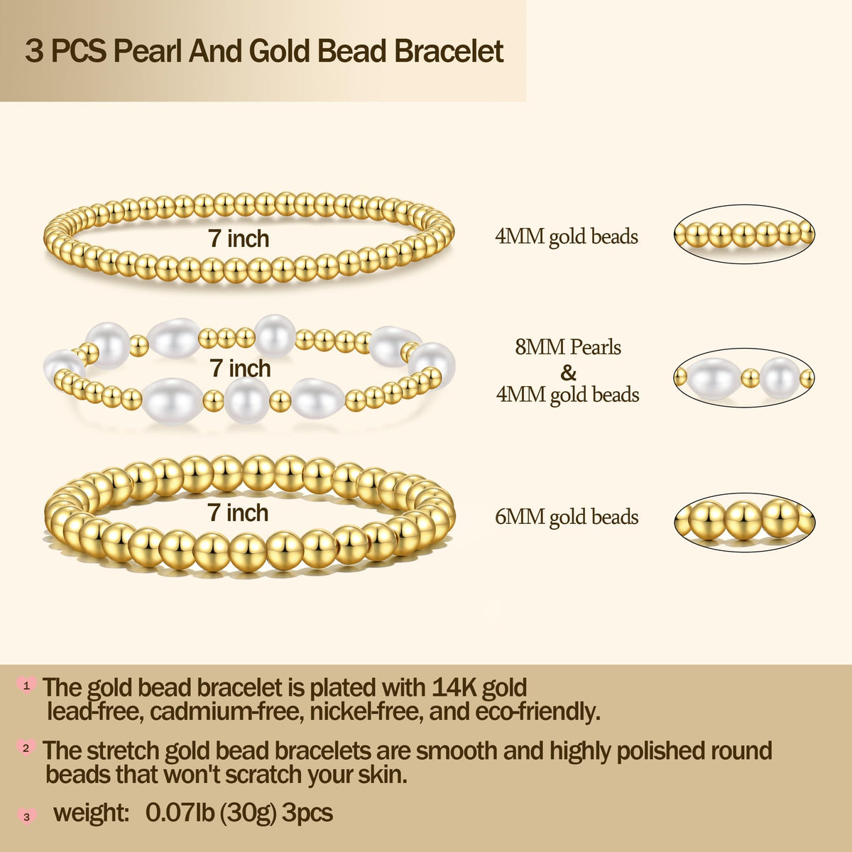 Badu Gold Beaded Bracelets for Women Boho Crystal Multiple Layered Stackable Wrap Bangle Set Paperclip Chain Trendy Jewelry (Gold-3Pcs-Pear2)