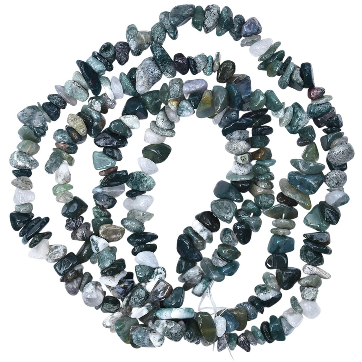 Natural Chip Stone Beads 450pcs Moss Agate Chips 5-8mm Genuine Real Irregular Healing Crystal Rocks Hole Drilled DIY Loose Gemstone Beads for Jewelry Making Bracelet Earrings Necklace Crafting