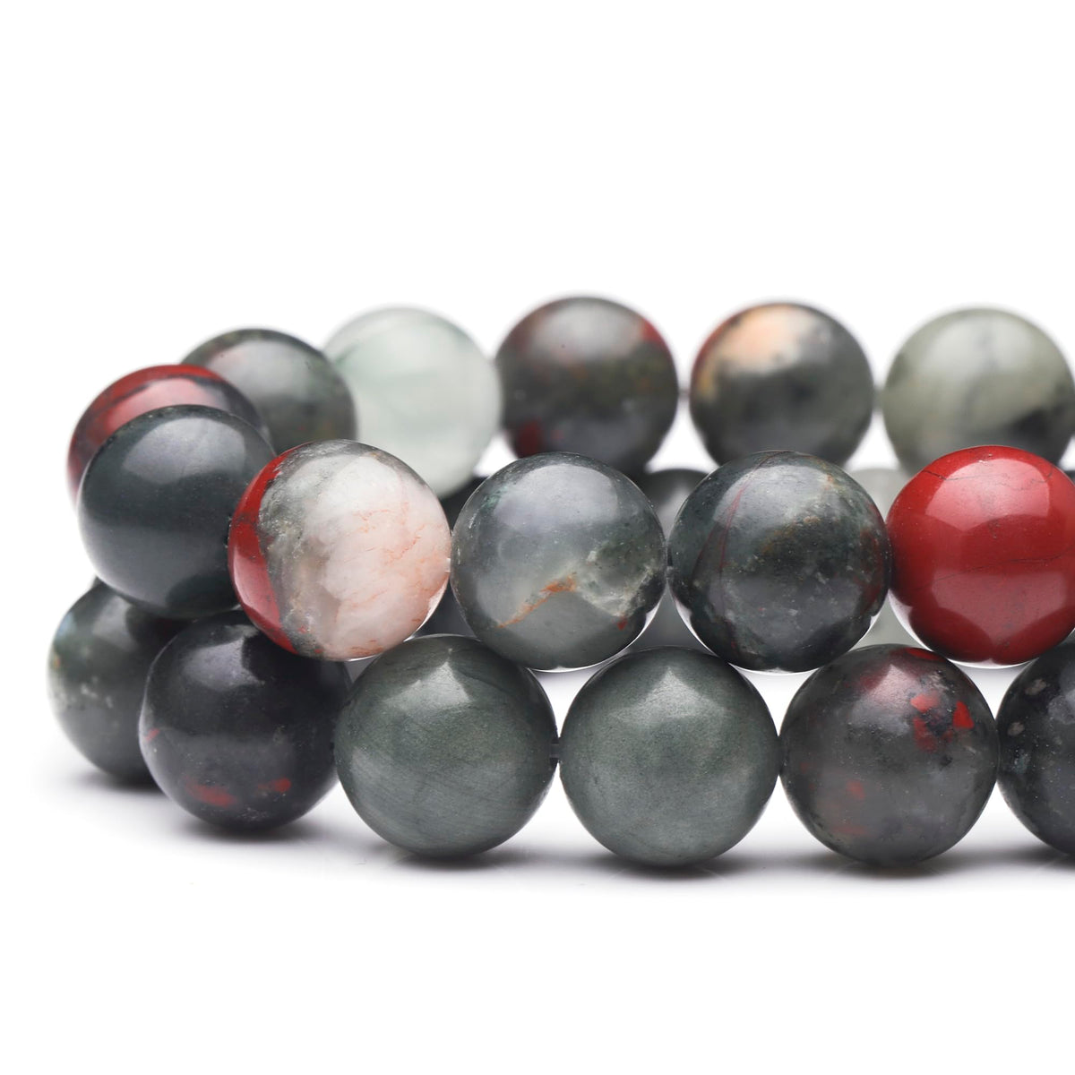Youngbling Natural Gemstone Beads for Jewelry Making,10mm African Bloodstone Polished Round Smooth Stone Beads for Bracelet Necklace 15 Inch(African Bloodstone,10mm)
