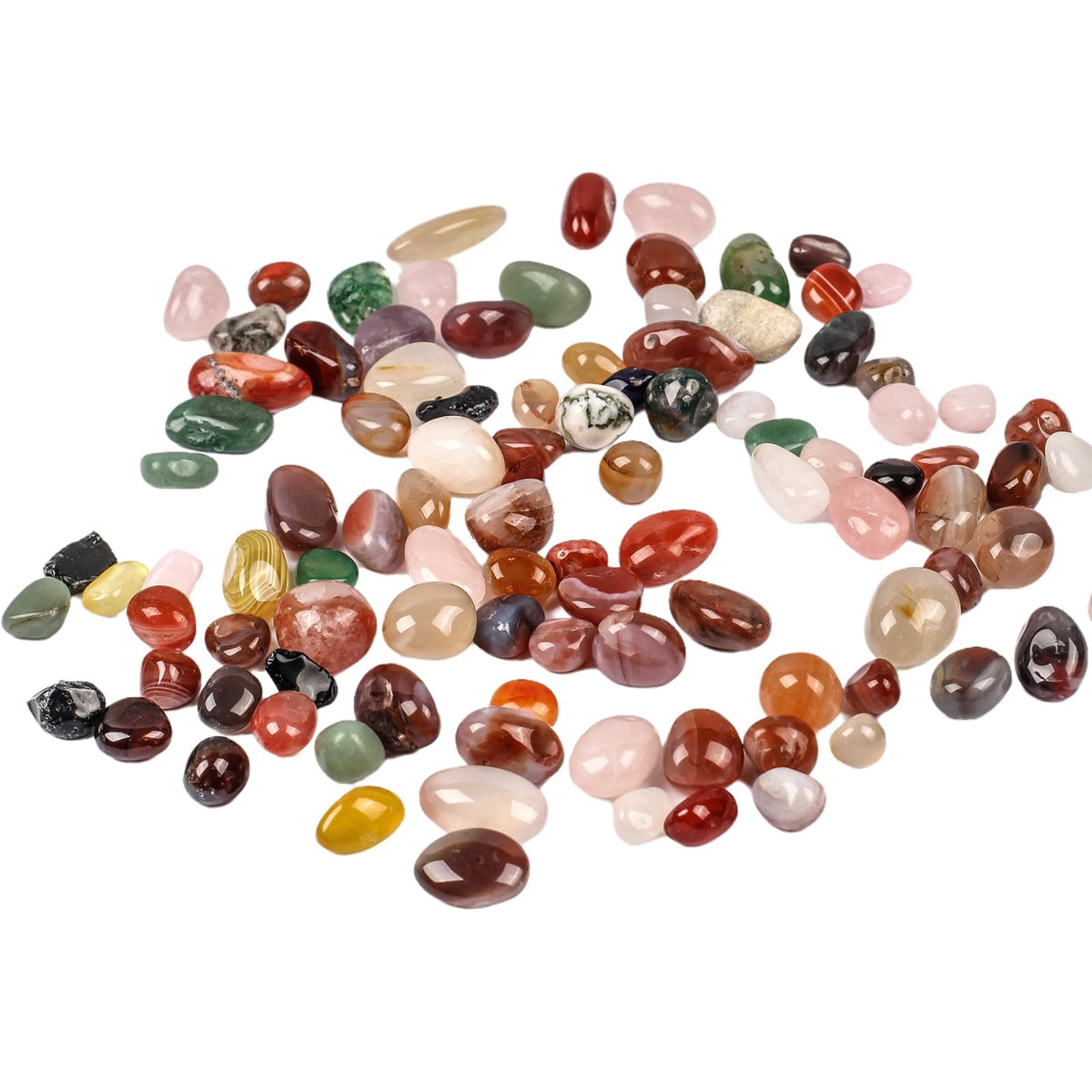 Natural Crystal and Healing Stones Set, 108 Pc Agate Crystal Stones Rock Gemstones, Witches Reiki Energy Balancing Meditation Divination Home Decor DIY