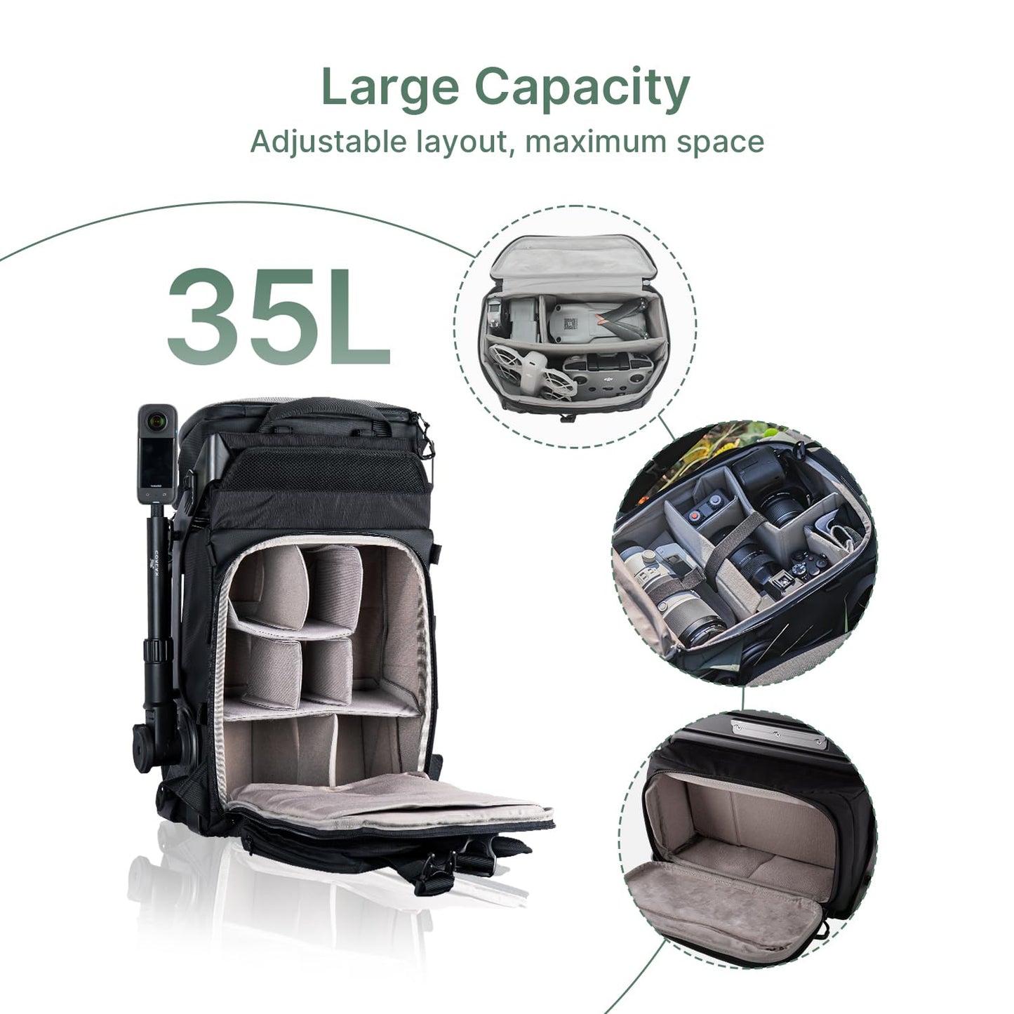 COALAX Lancer300 Pro Camera Backpack with 300W Power Station, Modular Creator Backpack with Magic Arm for Hands-Free POV Filming, Exoskeleton Camera Bag for Photography & Outdoor Production (Black)