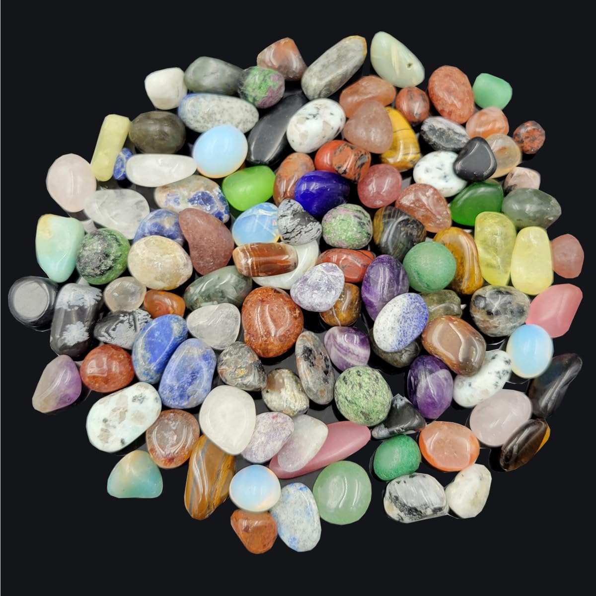 100Pcs+ (0.7lb) Bulk Gemstones and Crystals Set,25Types Tumbled Polished Stones Crystals for Jewelry Making,Chakra Stones Rocks and Minerals (0.7lb/100-120pcs)