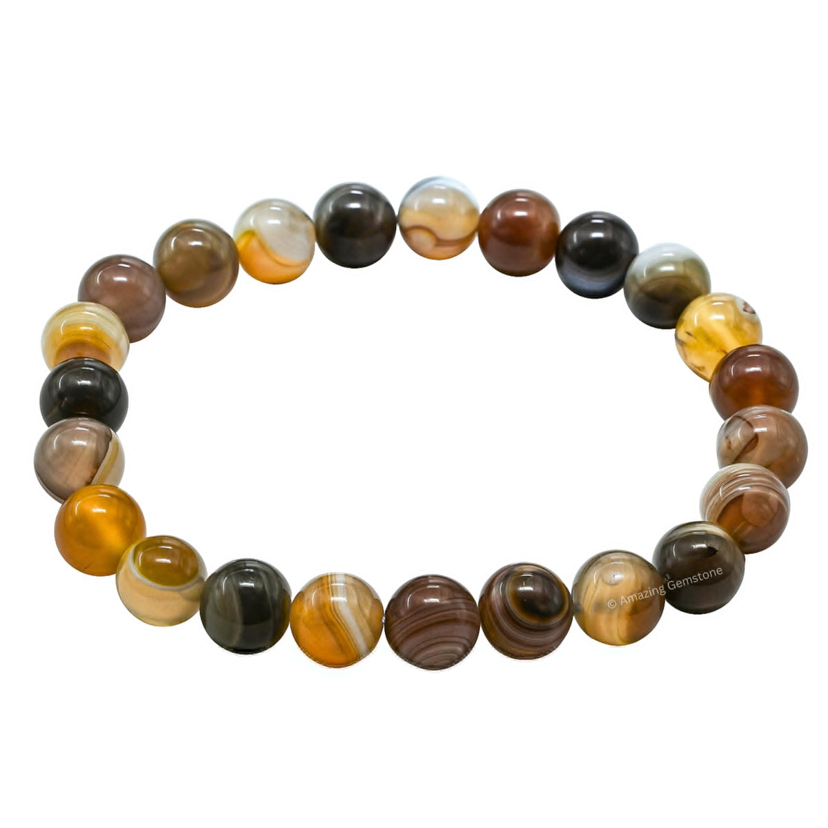 Amazing Gemstone Crystal Bracelet for Women Men's Gifts - Protection Healing Crystal Bracelet - 8mm Gemstone Beaded Stretchable Bracelet Pulseras Para Hombres Mujer Stocking Stuffers Mothers Day Gift (Botswana Agate)