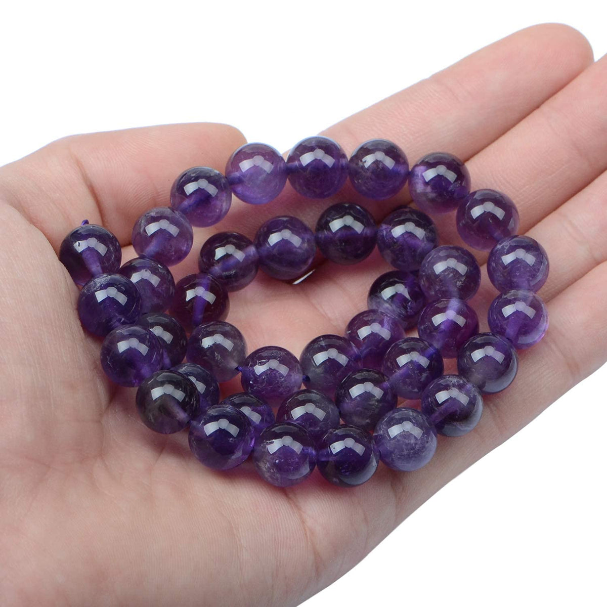 AD Beads Natural Gemstone Round Loose Beads 15" for Bracelet Necklace Earrings Jwelery Making Crafts DIY (10mm, Purple Amethyst)
