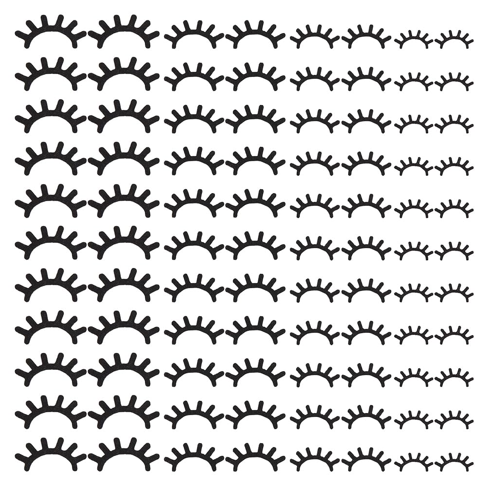 PH PandaHall 400 Pairs Felt Eyelashes 4 Sizes Stuffed Animal Eyelashes Black Eyelash Applique Patches Felt Craft Eyelash for Crochet Puppet Plush Amigurumi Cloth Hats DIY Crafts Making Supplies