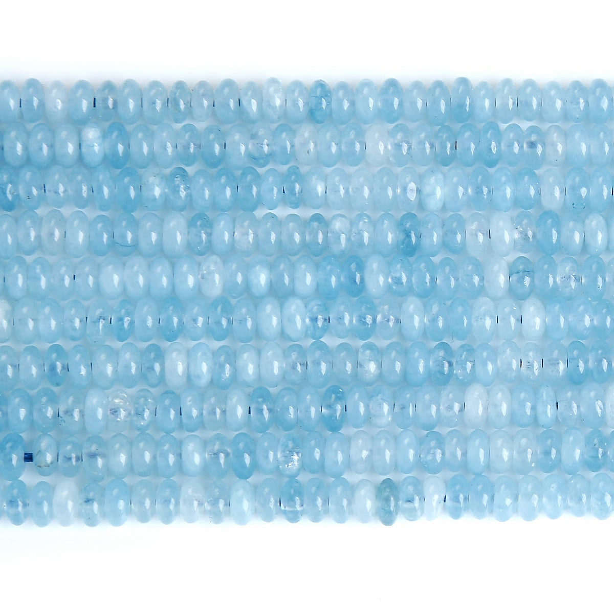150PCS 2x4mm Natural Aquamarine Rondelle Beads Abacus Disk Stone Beads Round Loose Spacer Gemstone Beads for DIY Bracelet Necklace Jewelry Making
