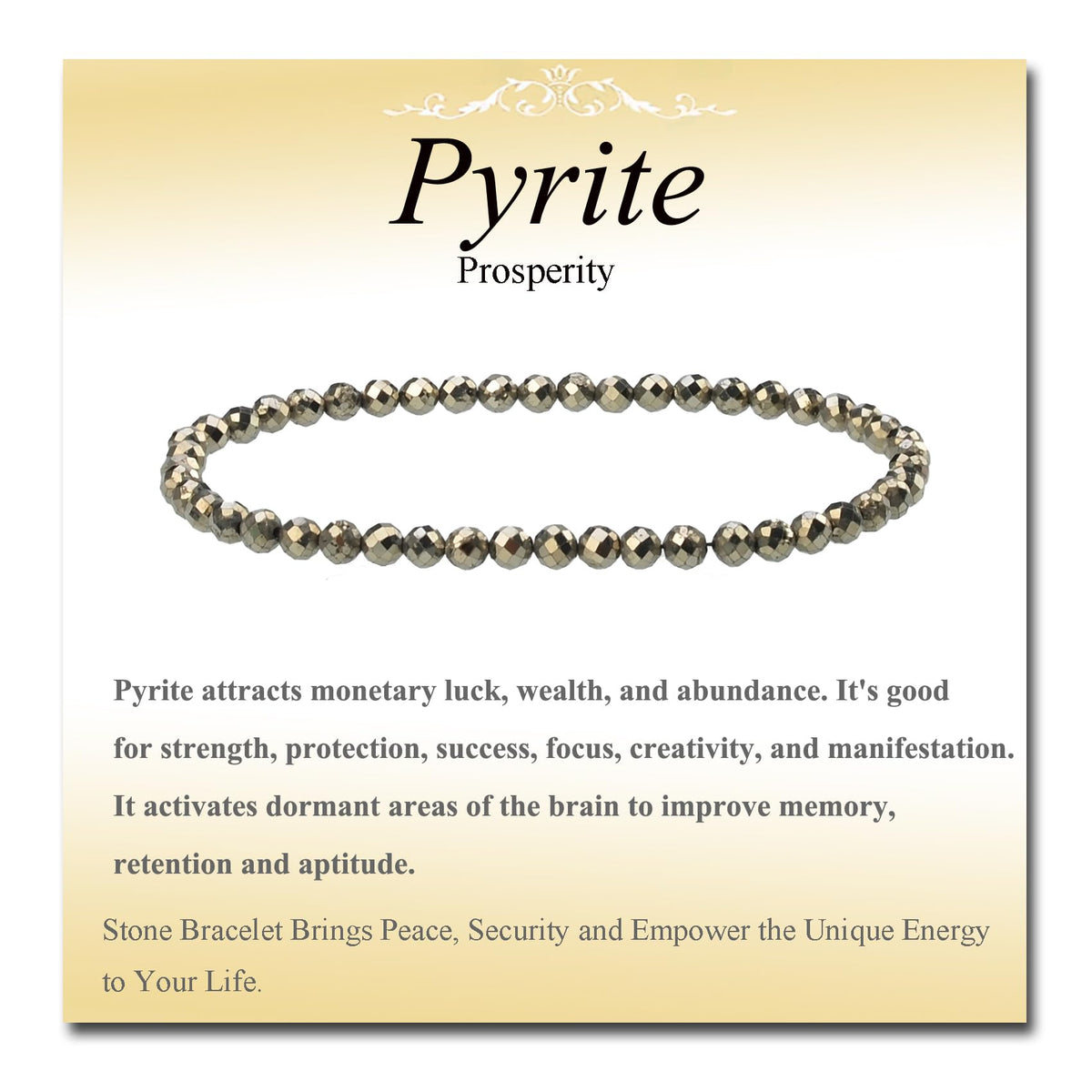 MASSIVE BEADS Natural Genuine Gemstone Beads Healing Crystal Chakra Reiki Jewelry Faceted Round Beads Bracelets (Pyrite, 3mm)