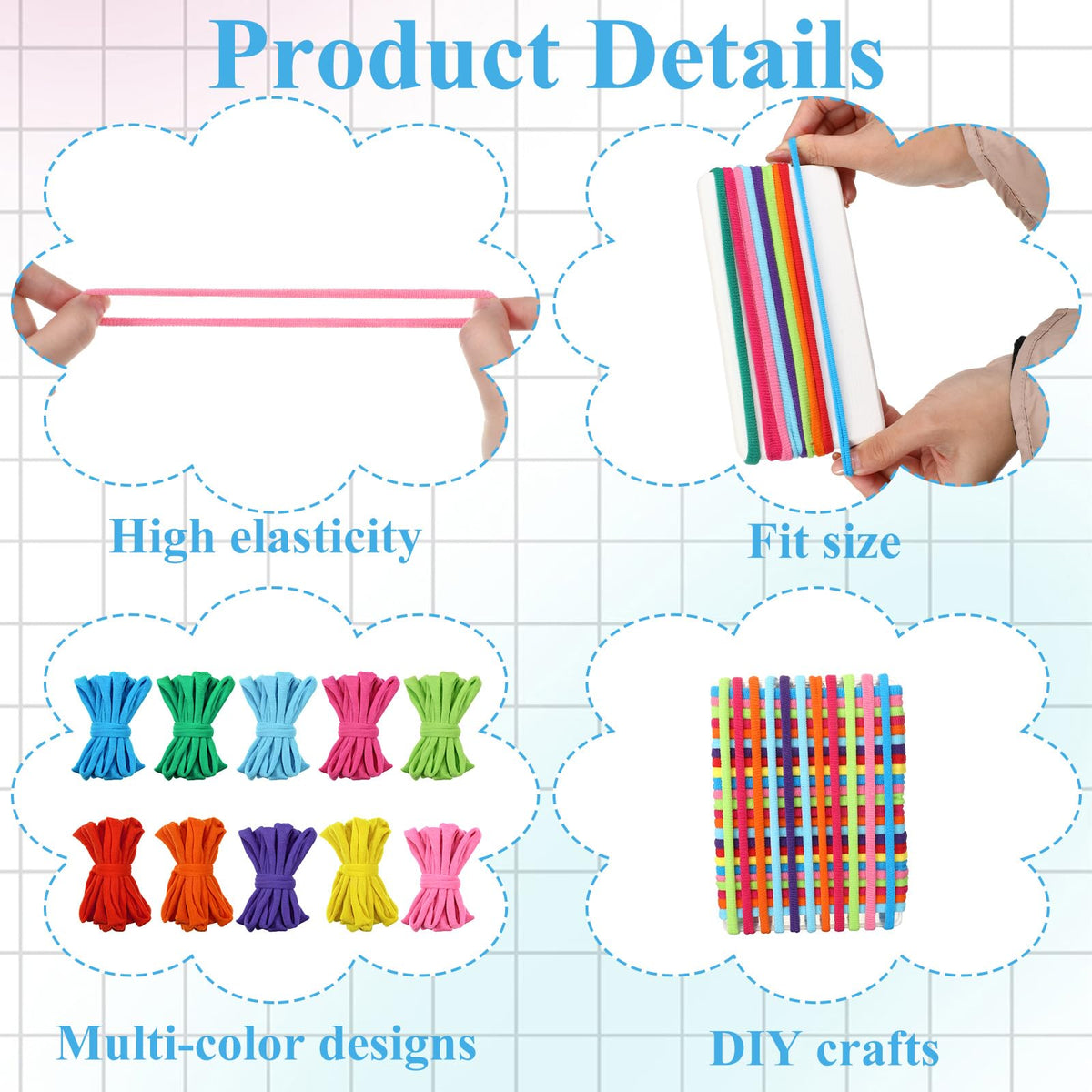 IANFAN 1000 Pcs Weaving Loom Refill Loops 10 Colors 6 Inch Durable Nylon Weaving Loom Bands Potholder Rainbow Refill Loops for Kids Adult DIY Knitting Craft Projects