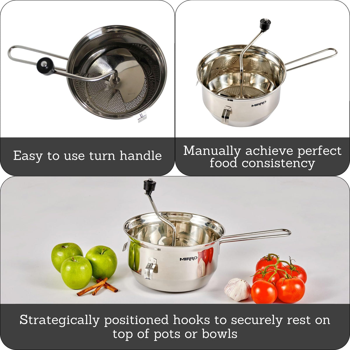 Mirro 50025 Foley Stainless Steel Healthy Food Mill Cookware, 3.5-Quart, Silver -