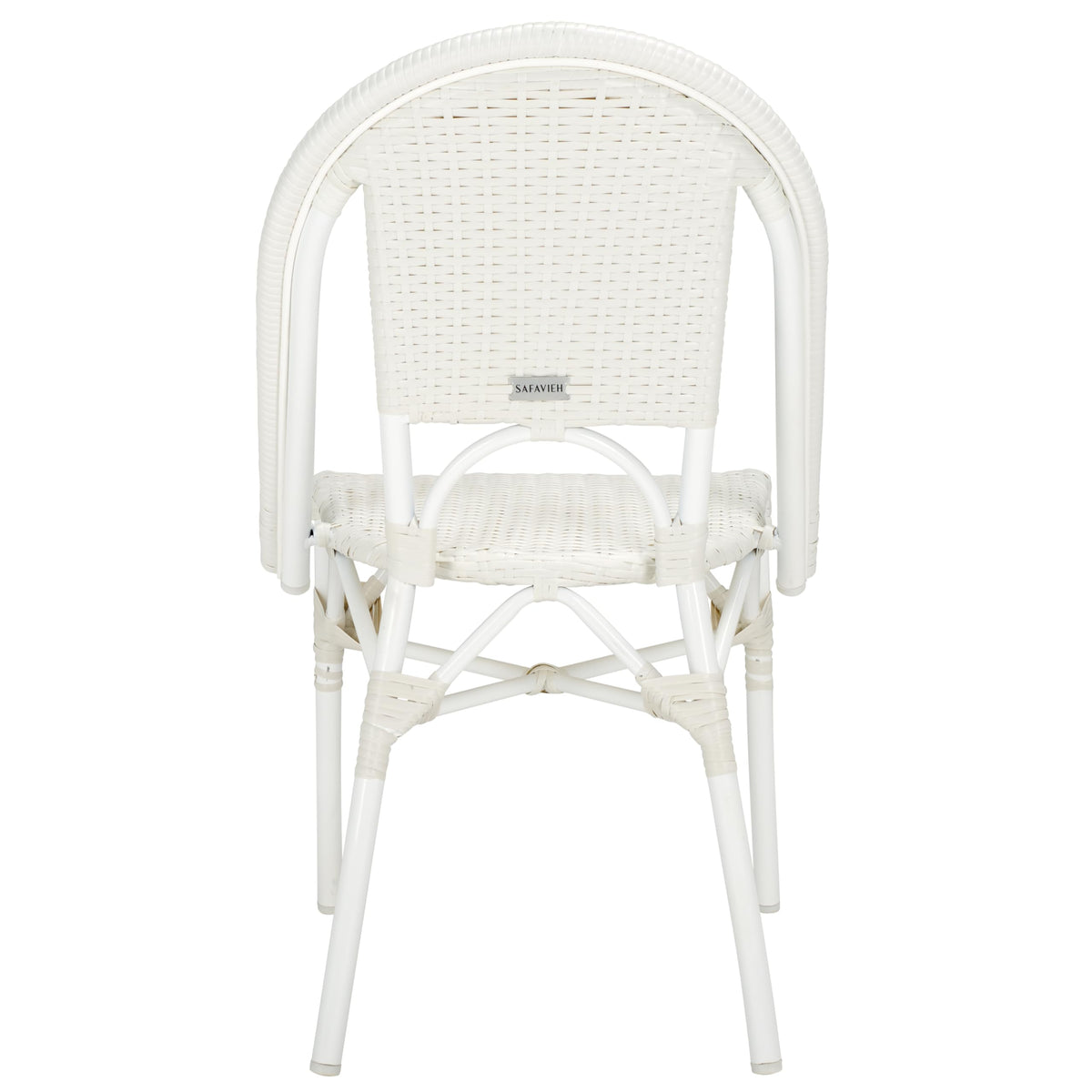 SAFAVIEH Outdoor - Torino Bistro Chair Set of 2 - White - Faux Wicker & Aluminum Frame - Bistro Side Chair Design - Ideal for Patio, Deck, Sunroom, Dining Area, 18" Seat Height (PAT7550C-SET2)