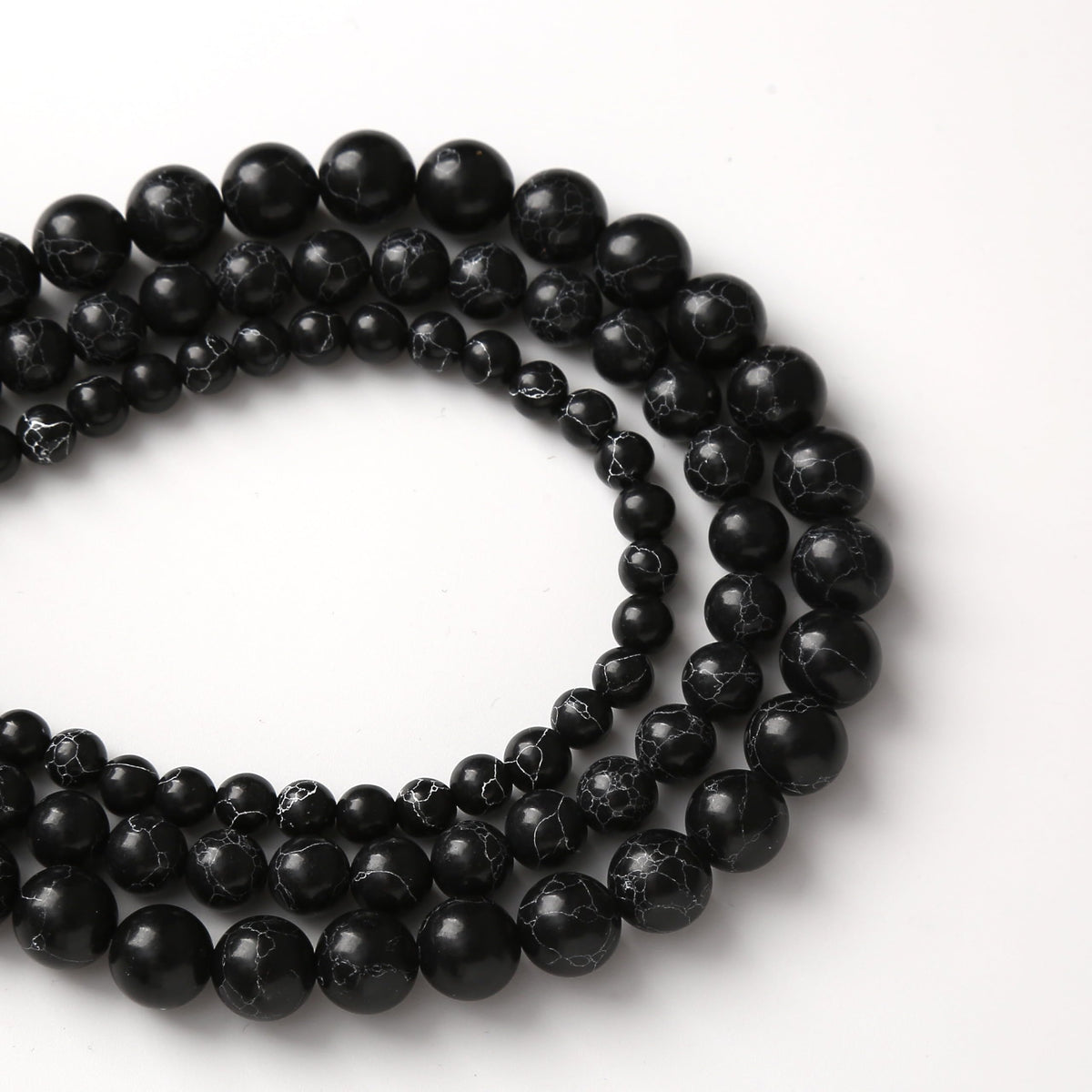Black Turquoise Stone Beads for Jewelry Making Gemstone Round Crystal Bracelet Necklace 1 Strand 15.5inch 35PCS 10MM