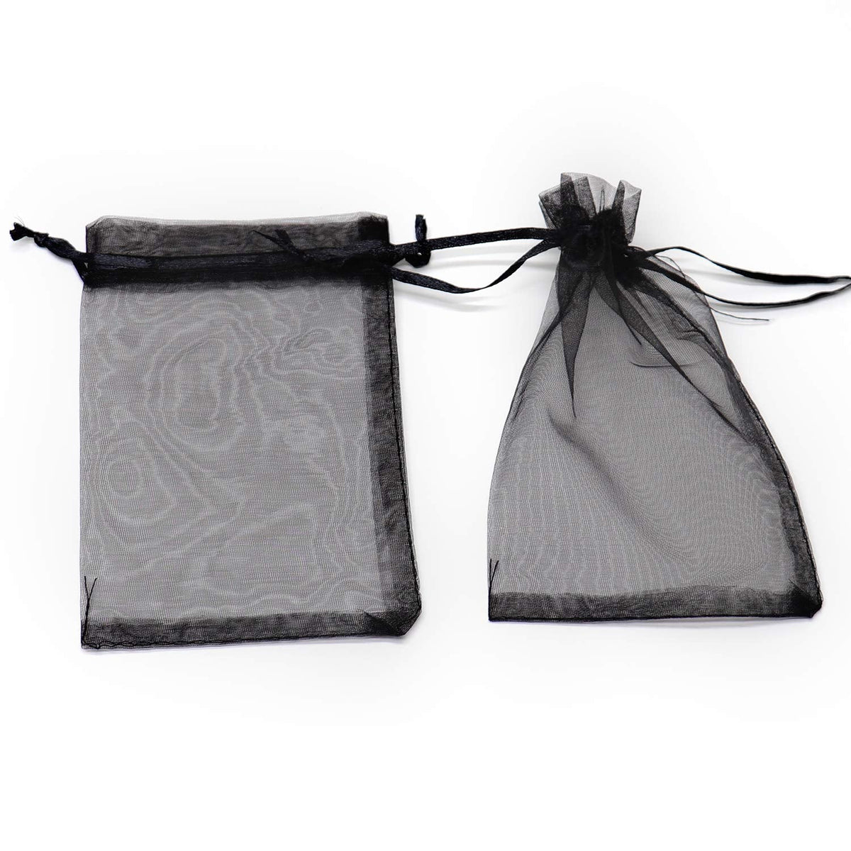 Bezall 100Pcs Black Organza Bags 3.5x4.5 Inch, Small Mesh Bags Drawstring Jewelry Candy Pouches Funeral Halloween Party Favor Bag