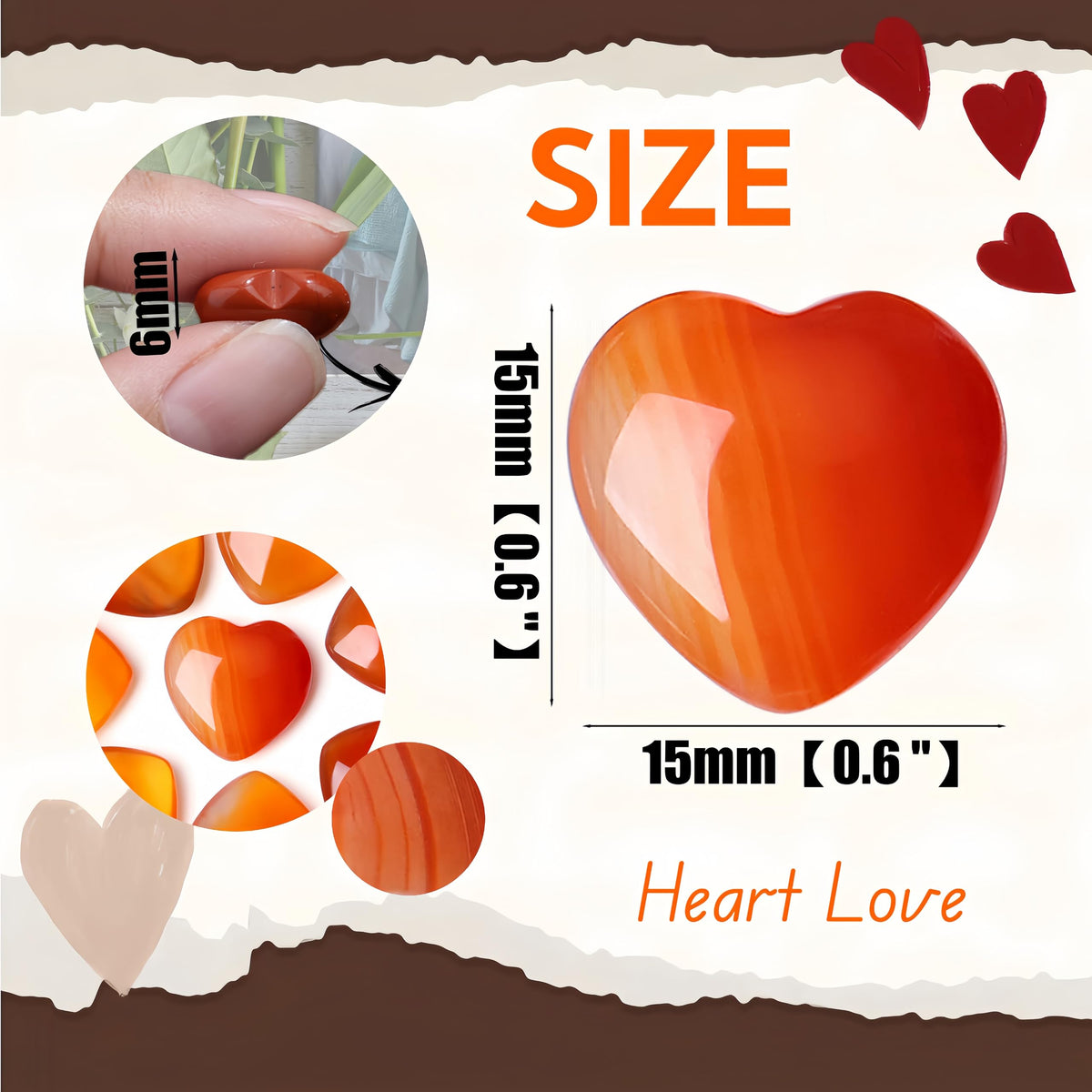 NUKAYAI 20PCS Red Carnelian Healing Crystals Stones Heart Shaped Set Polished Love Crystal Natural Cute Pocket Thumb Reiki Wholesale Set Balancing Meditation Heart Mothers Day Bulk Gifts for Women