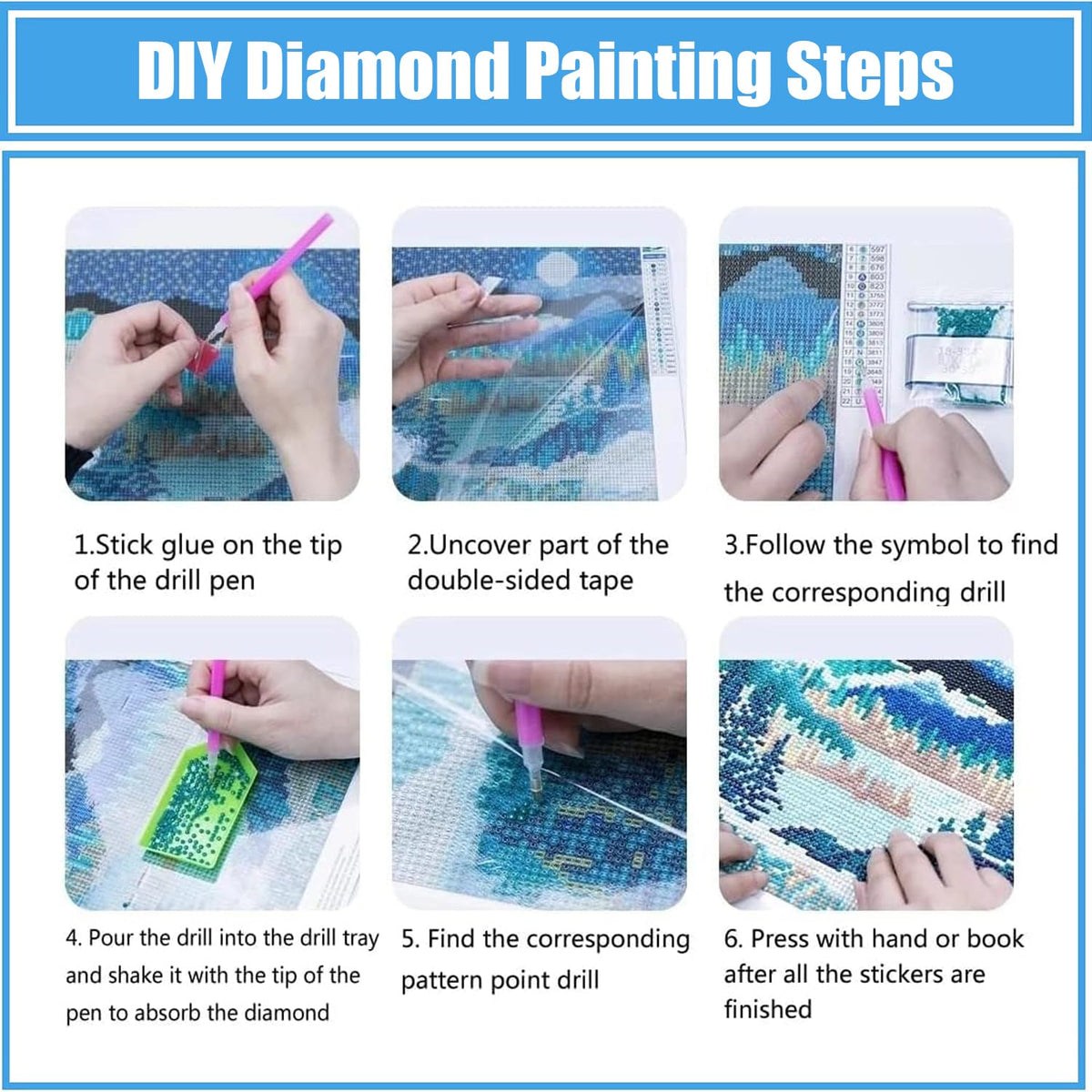 6 Pack Cross Diamond Art Kits for Adults - Inspirational 5D Diamond Painting Kits for Adults Beginners, Jesus Christ DIY Full Drill Round Rhinestone Gem Art Crafts Paintings for Home Wall Decor 12x16