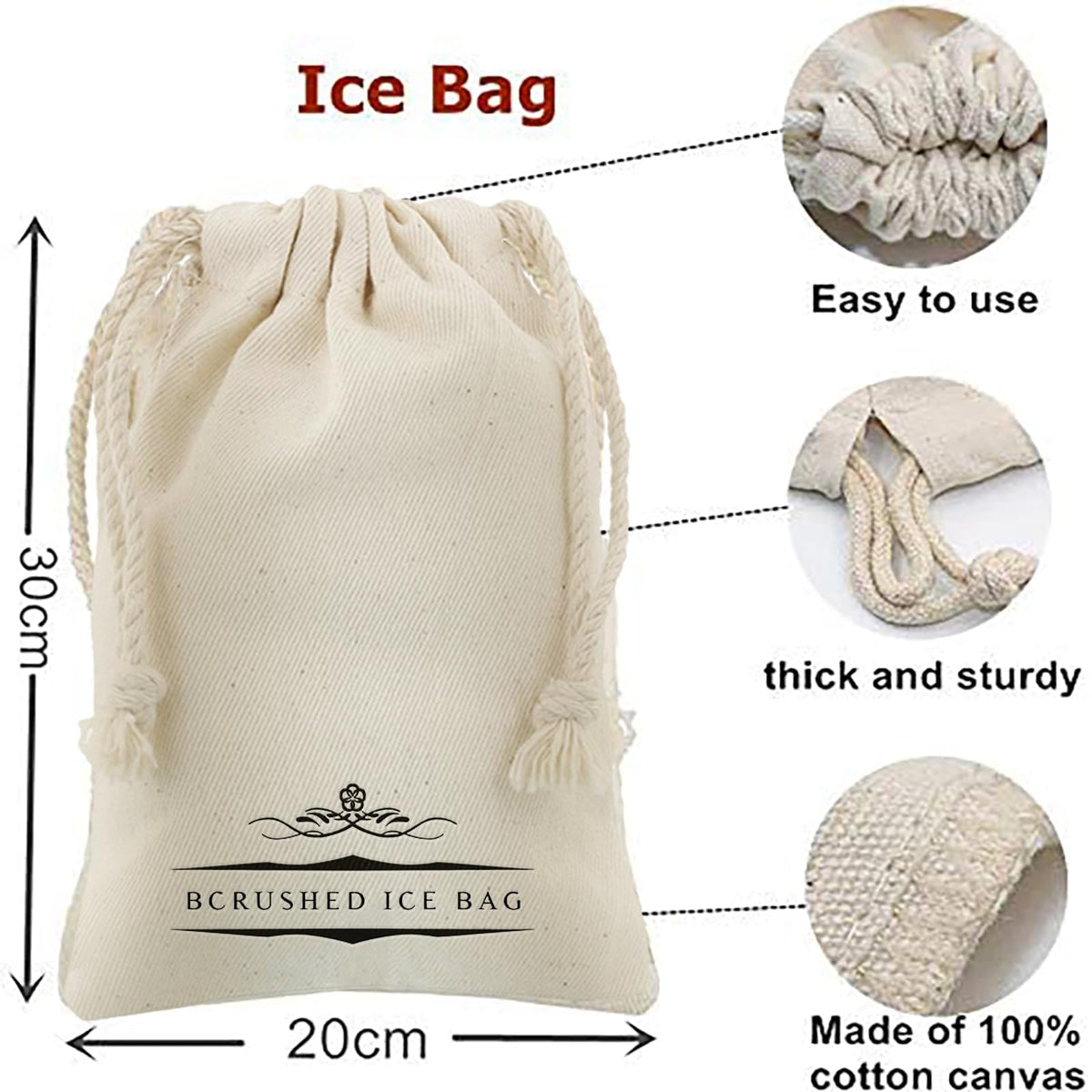 Lewis Ice Bag and Mallet for Crushed Ice, Canvas Bag & Wooden Mallet Bar Tools Bartender Kit, Ice Crushers for Home Use