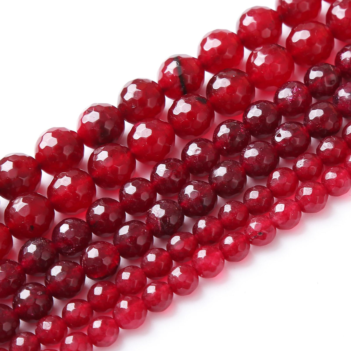 45pcs 8mm Faceted Red Jade Gemstone Beads Natural Stone Round Loose Spacer Beads for Jewelry Making DIY Bracelet Necklace 1 Strand 15inch
