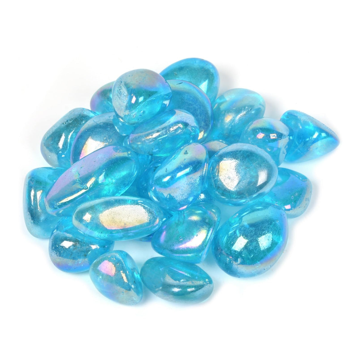 Justinstones 100 Grams Blue Aura Clear Quartz Tumbled Polished Natural Crystal Healing Pocket Stones Rock Collection