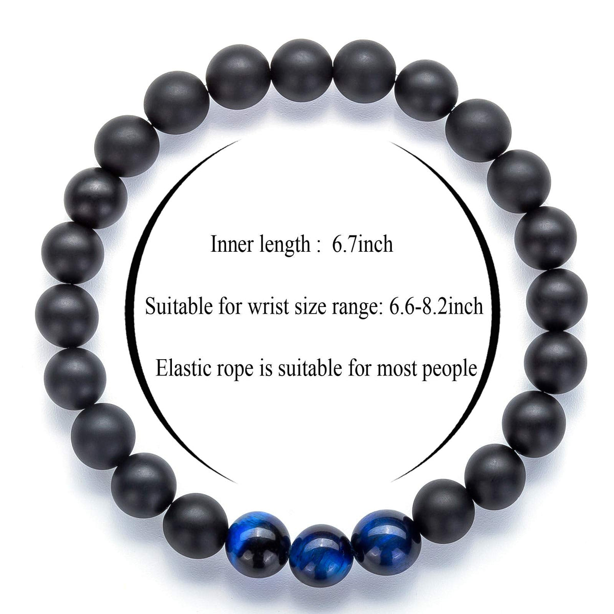 Hamoery Men Women 8mm Tiger Eye Stone Beads Bracelet Elastic Natural Stone Yoga Bracelet Bangle