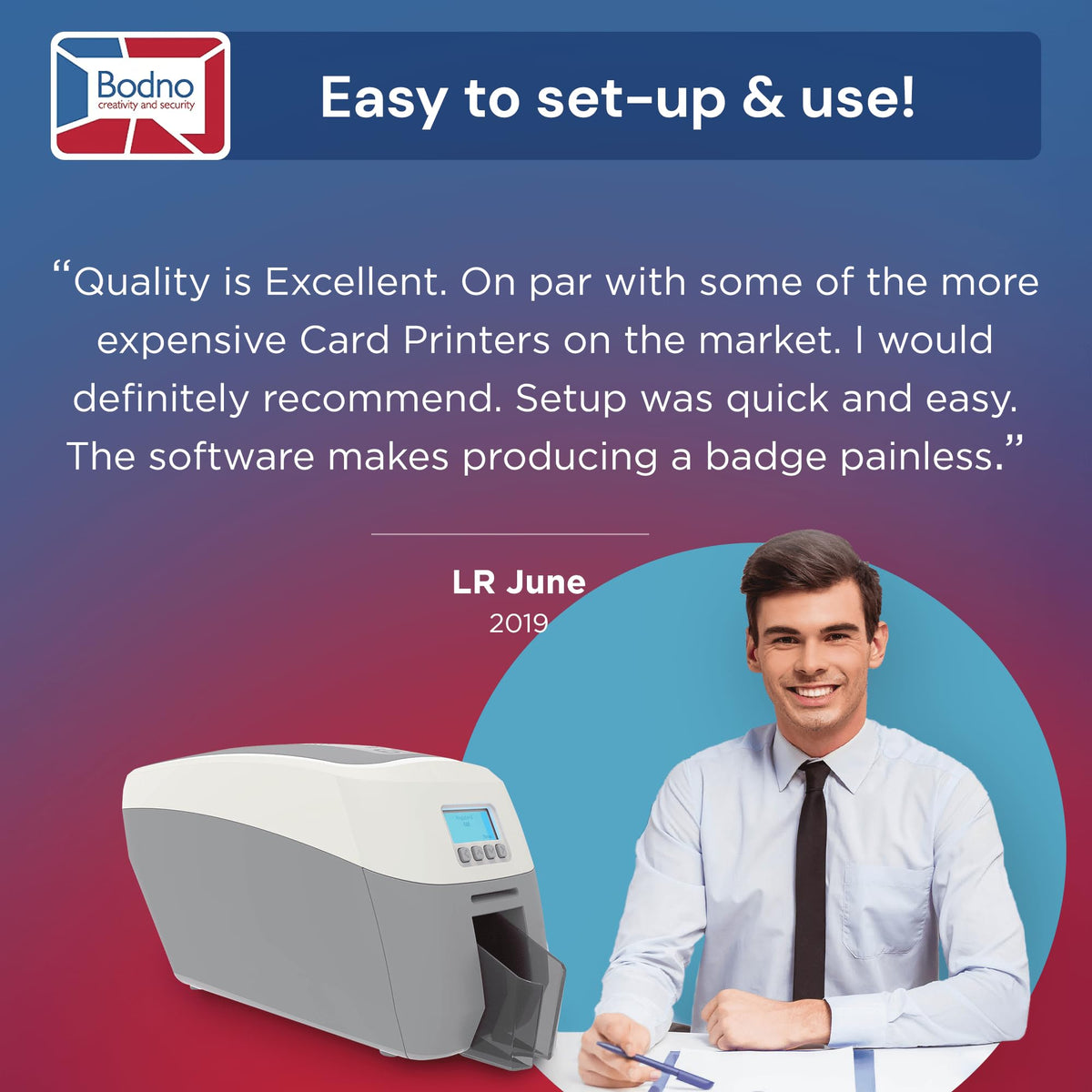 Bodno Magicard 600 Dual Sided ID Card Printer & Complete Supplies Package ID Software - Gold Edition