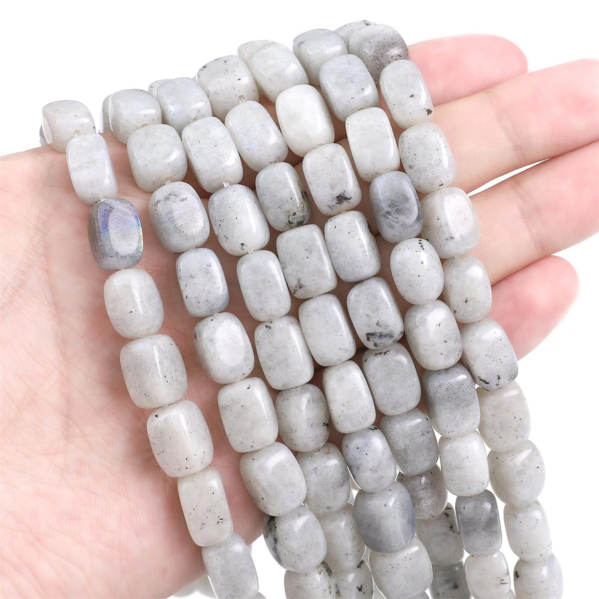 BEADIA Natural Spectrolite Cuboid Stone Loose Semi Gemstone Beads for Jewelry Making 8mmx12mm 38cm/Strand