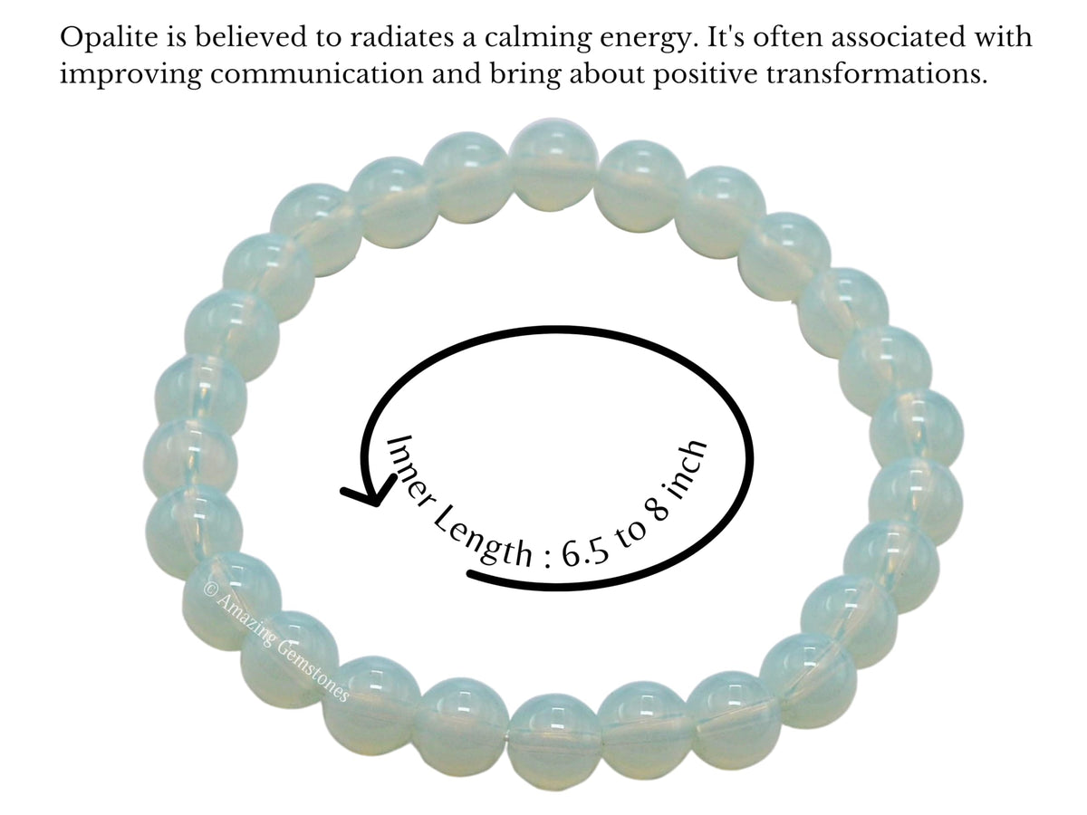 Amazing Gemstone Crystal Bracelet for Women Men's Gifts - Protection Healing Crystal Bracelet - 8mm Gemstone Beaded Stretchable Bracelet Pulseras Para Hombres Mujer Stocking Stuffers Mothers Day Gift (Opalite)