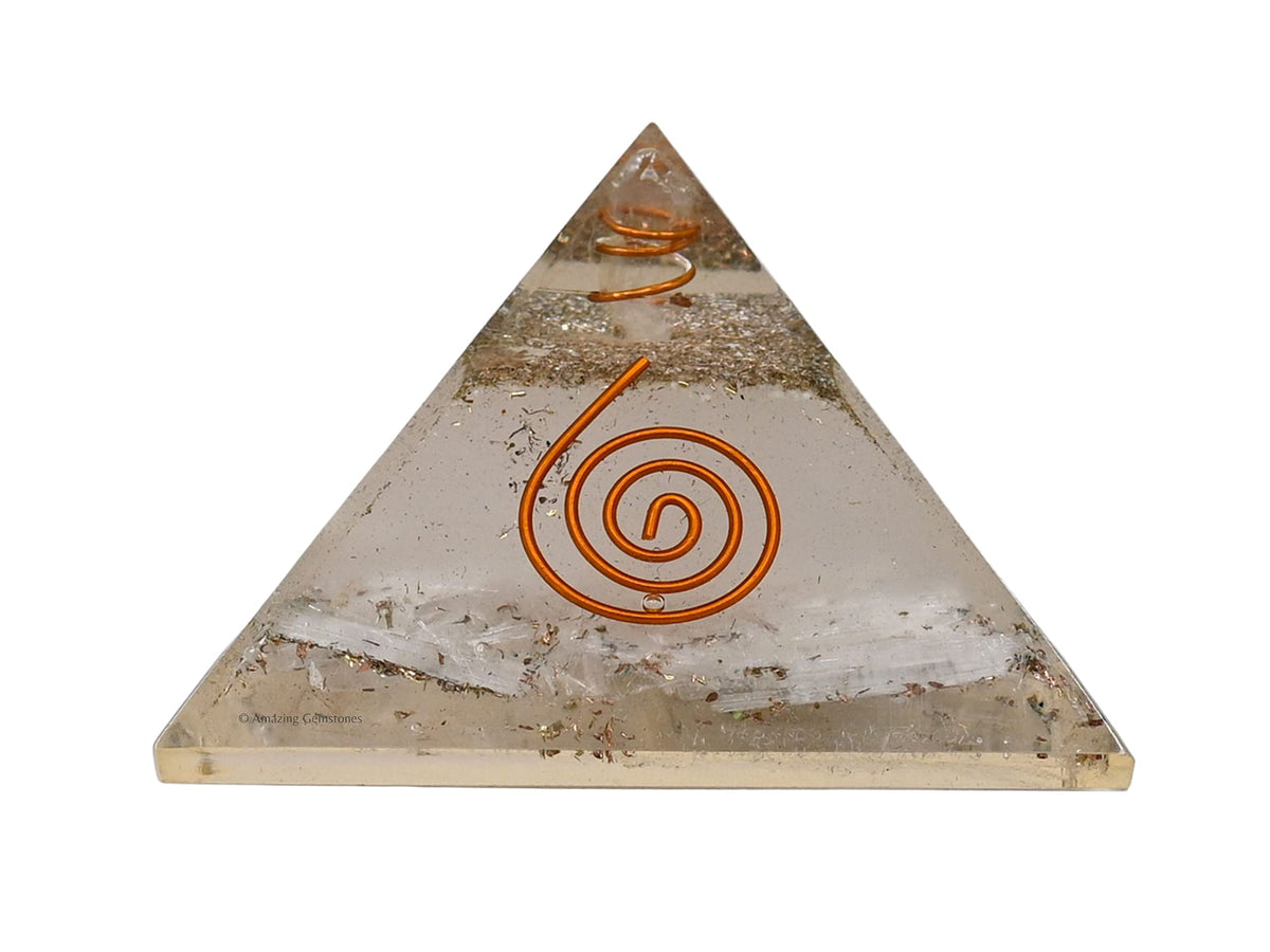 Large Orgone Pyramid | Glow in Dark Selenite Pyramid Crystal | Orgonite Pyramid | Organ Pyramids Positive Energy Healing