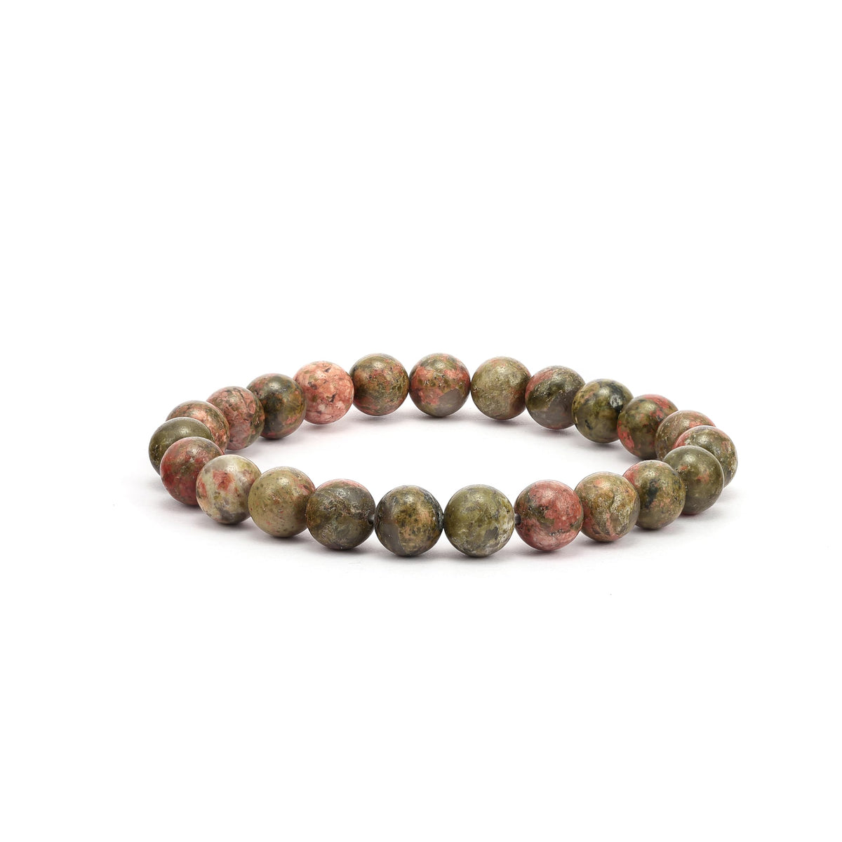 RIYAURA UNAKITE Healing Bracelet – 8mm Natural Gemstone Beads, Stretch Elastic Bracelet for Women & Men