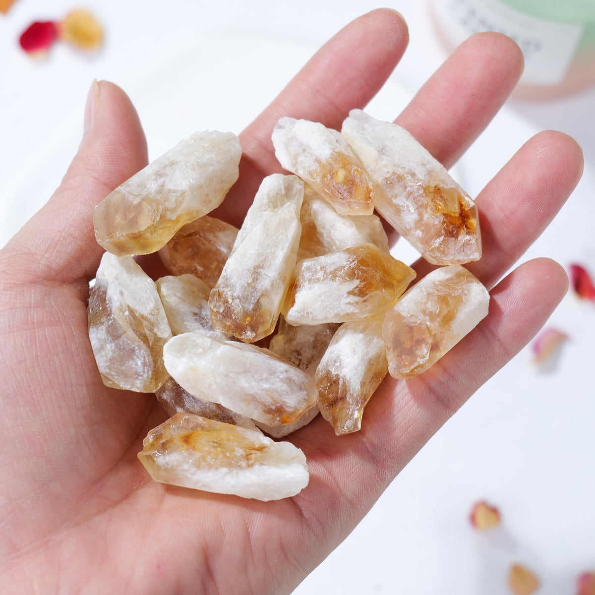 Apengshi 1/2 lb(230g) Natural Citrine Crystal Points Irregular Rough Crystal Stone Raw Crystal Gemstones Bulk Chakra Stones Meditation Reiki Collect Handmade DIY
