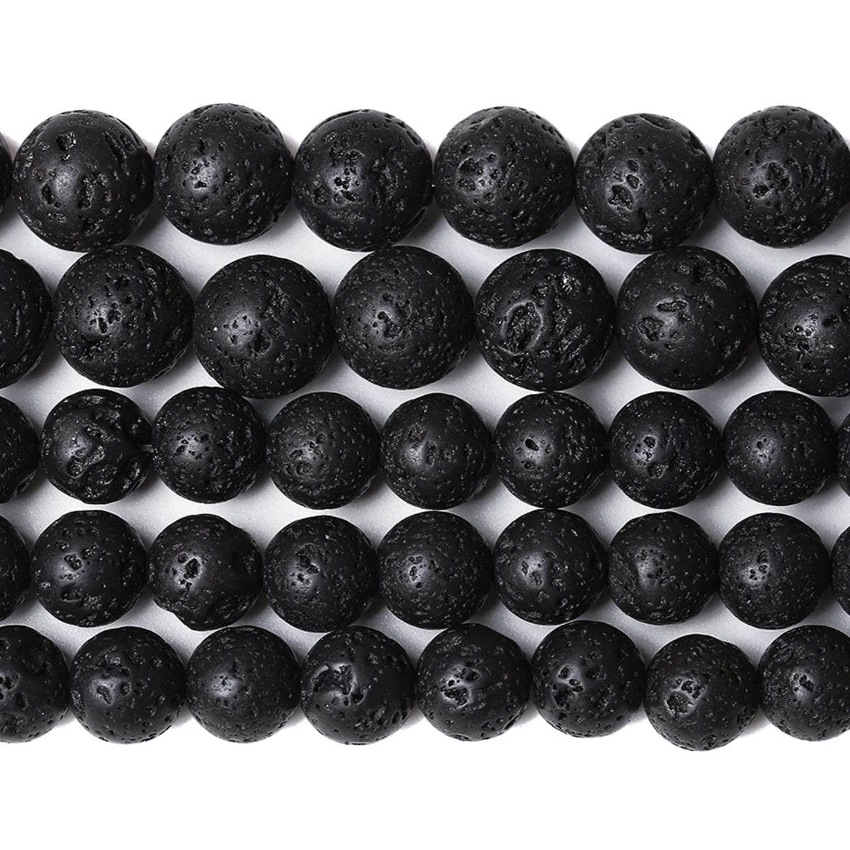 8MM 45PCS Natural Stone Black Volcanic Lava Chakra Spacer Loose Beads for Jewelry Making DIY Bracelet