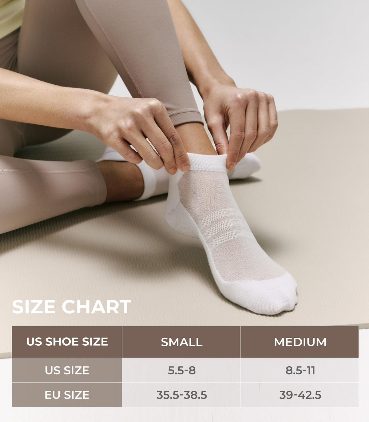 FITRELL Pilates Socks for Women, Ankle Yoga Non Slip Grip Socks for Barre Hospital Gym 5 Pairs, Black+Beige+Grey+Pink+White, Medium