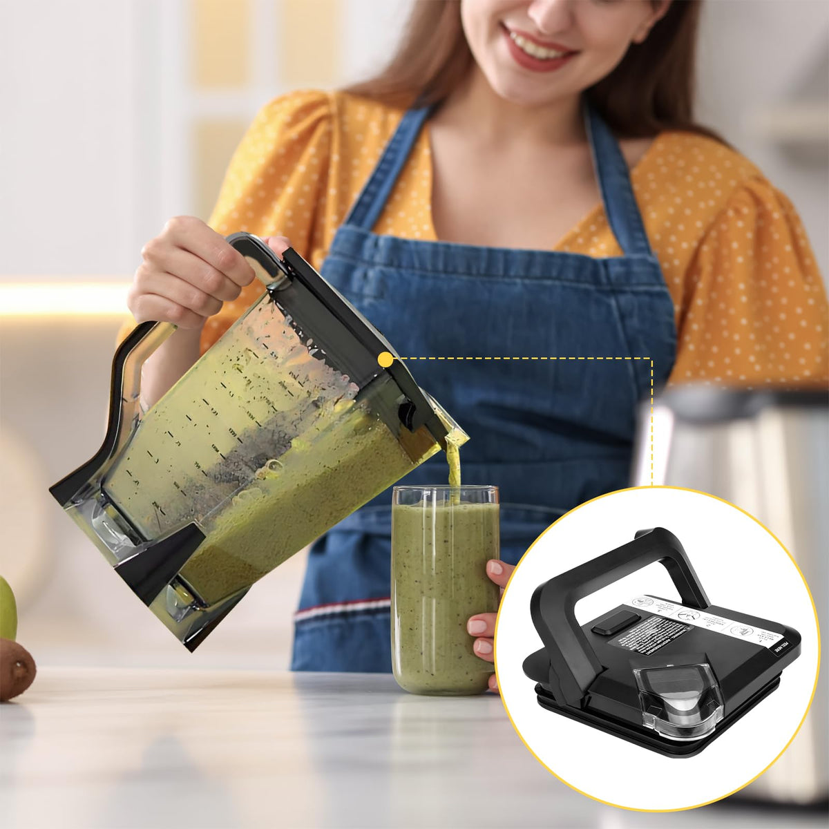 Blender Lid Replacement Compatible with Ninja Blender 72oz XL Pitcher (Only for New Models with Rim Extension), Compatible with Ninja BL660 BL770, NOT Original Part