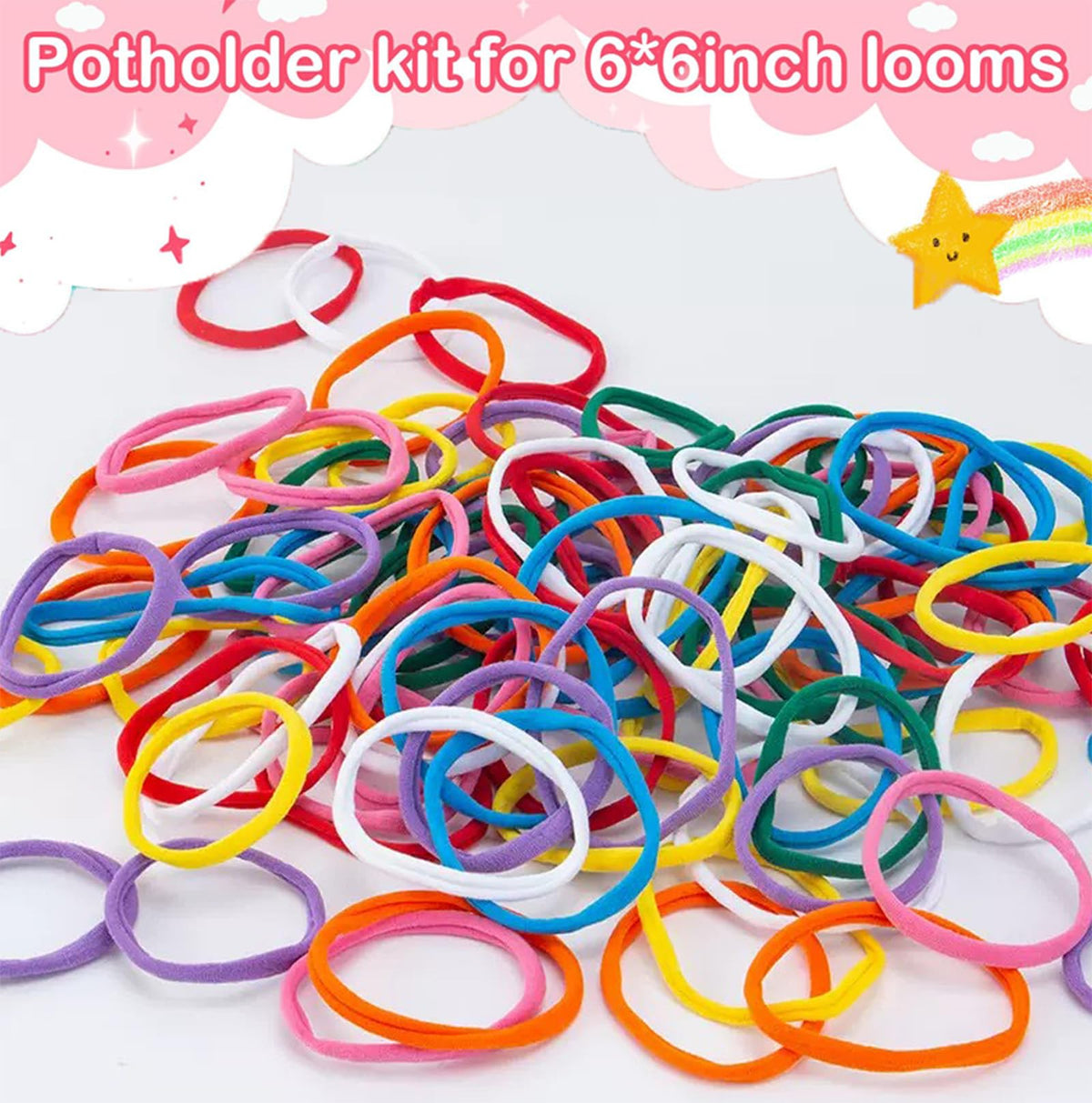 FRYTEPUYE 1000 PCS Loom Loops Potholder,Potholder Loom for Kids,Weaving Colorful Craft Flexible DIY Kit Colorful Weaving Crafts for Kids Adults Elastic Loops Only