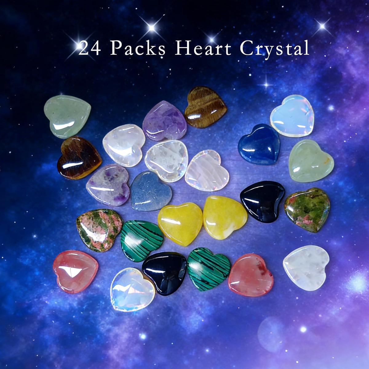 24 Packs Easter Egg Stuffers Crystals and Healing Stones with Heart Cards Classroom School Party Favors,Easter Gifts for Kids Healing Crystals Rock Gift Exchange Bulk Easter Basket Stuffers for Teen