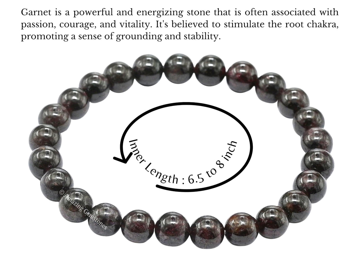 Amazing Gemstone Crystal Bracelet for Women Men's Gifts - Protection Healing Crystal Bracelet - 8mm Gemstone Beaded Stretchable Bracelet Pulseras Para Hombres Mujer Stocking Stuffers Mothers Day Gift (Garnet)