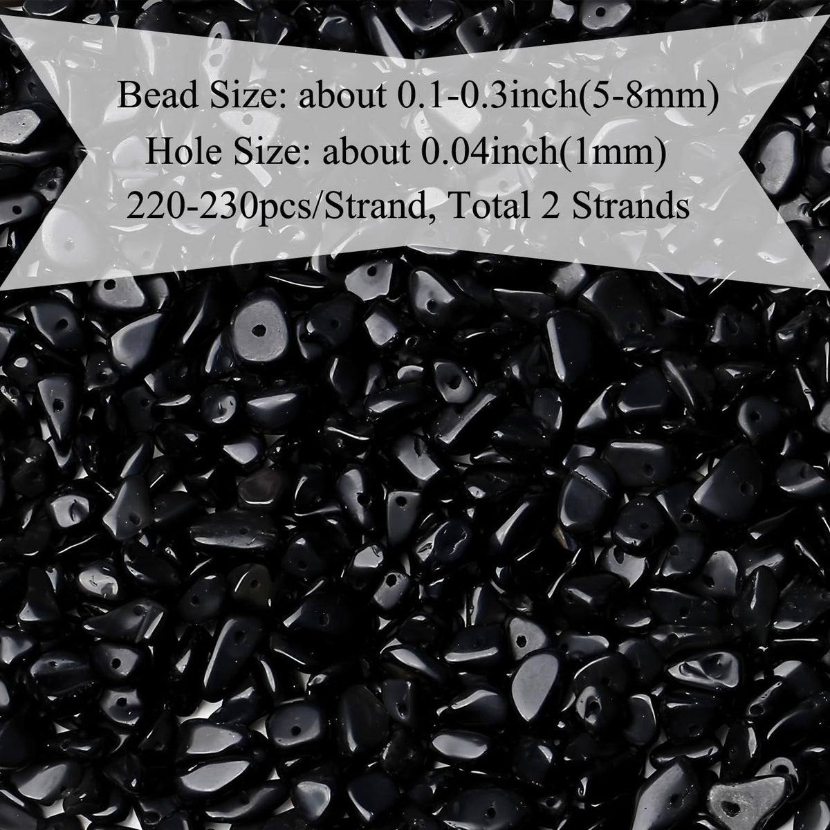 Natural Chip Stone Beads 450pcs Black Obsidian Chips 5-8mm Genuine Real Irregular Healing Crystal Rocks Hole Drilled DIY Loose Gemstone Beads for Jewelry Making Bracelet Earrings Necklace Crafting