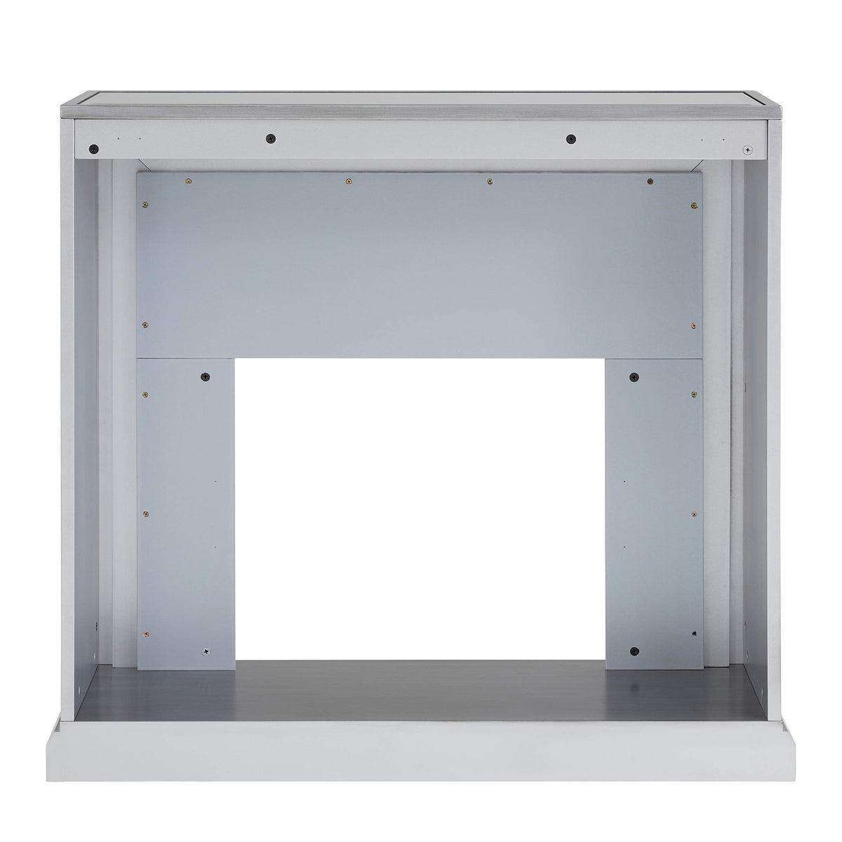 SEI Furniture - Trandling Mirrored Touch Screen Electric Fireplace with Faux Marble - Transitional Design, Grey Glass and Wood - Ideal for Living Room, Bedroom (FR1027359)